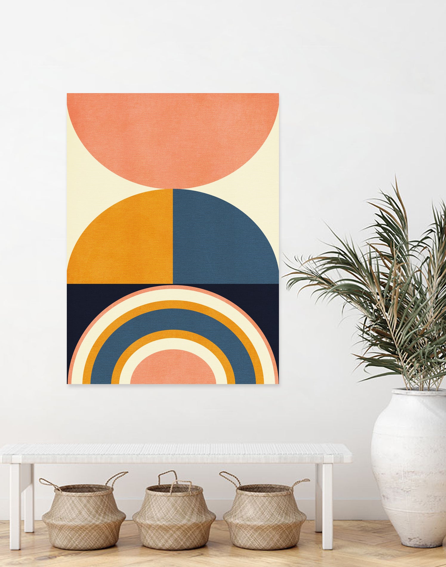 Rainbow Plus Shapes Blue Mustard10 by Ana Rut Bre on GIANT ART - abstract abstract