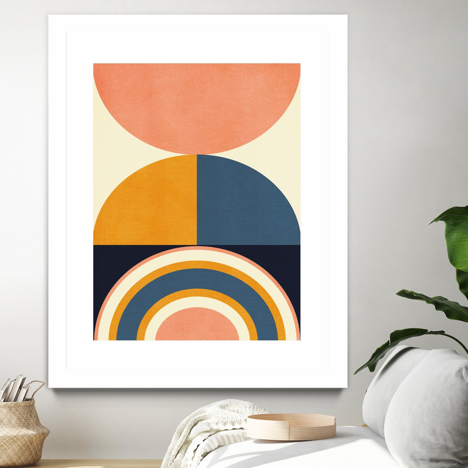 Rainbow Plus Shapes Blue Mustard10 by Ana Rut Bre on GIANT ART - abstract abstract