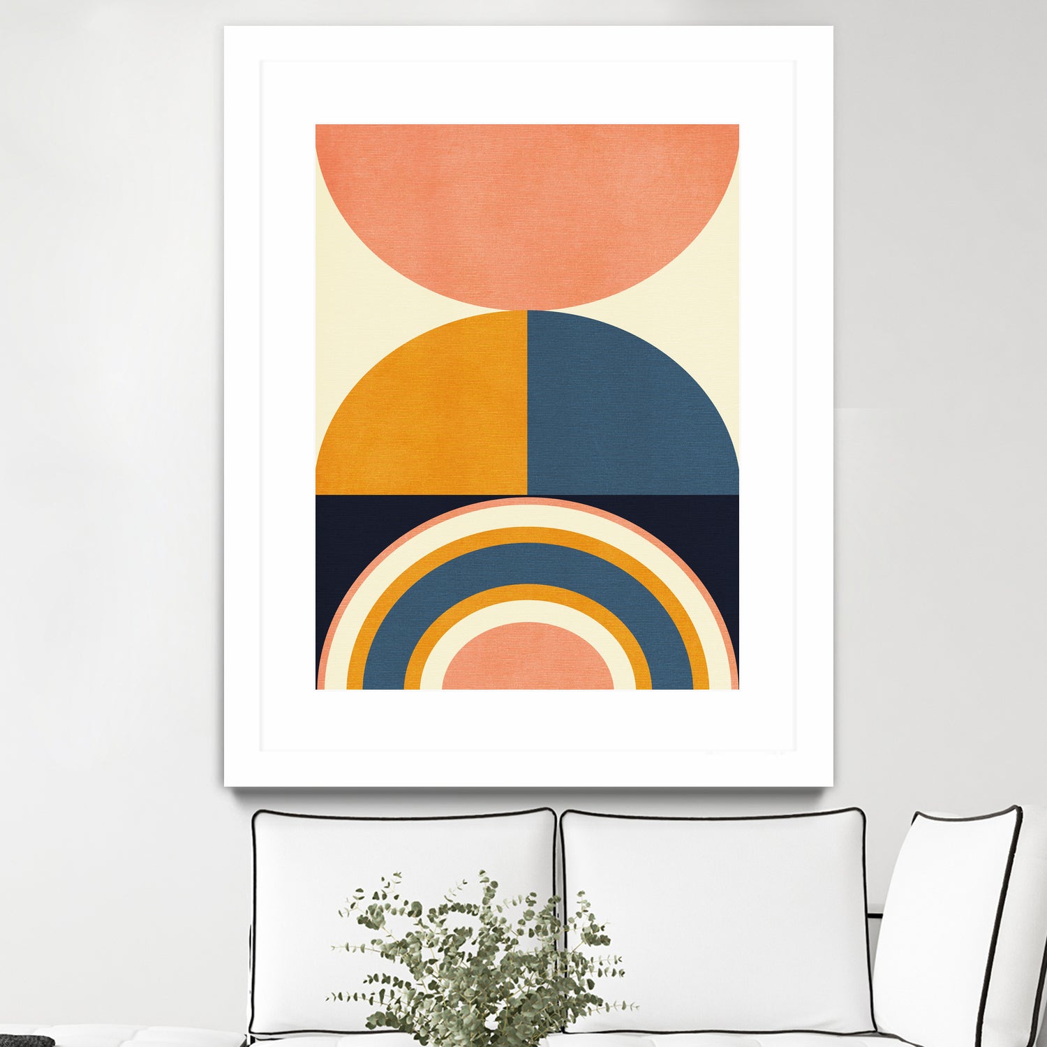 Rainbow Plus Shapes Blue Mustard10 by Ana Rut Bre on GIANT ART - abstract abstract