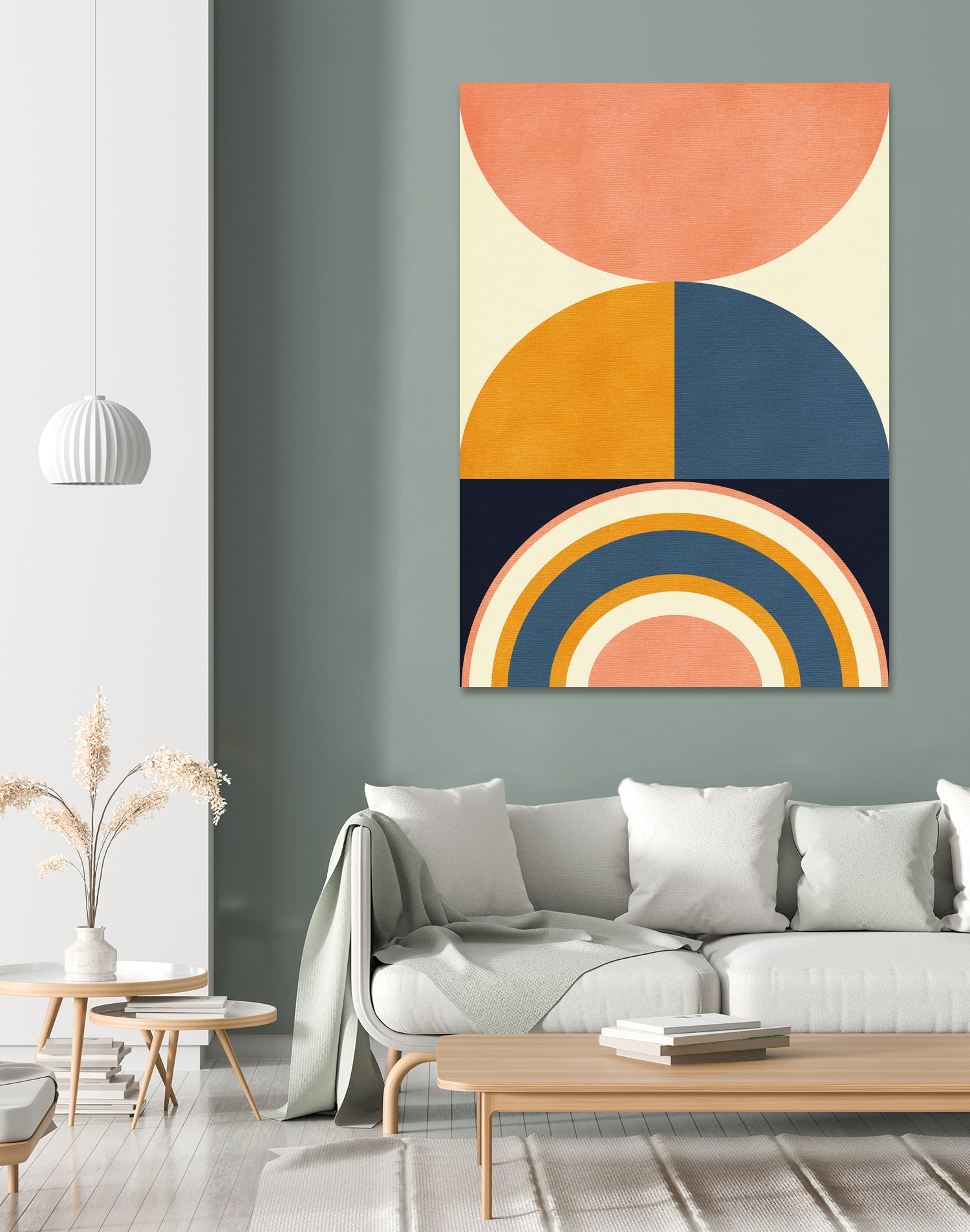 Rainbow Plus Shapes Blue Mustard10 by Ana Rut Bre on GIANT ART - abstract abstract