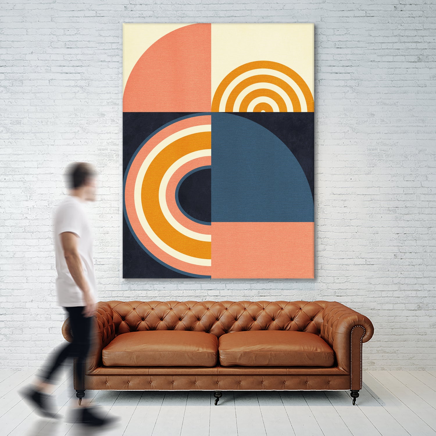 Rainbow Plus Shapes Blue Mustard9 by Ana Rut Bre on GIANT ART - abstract abstract