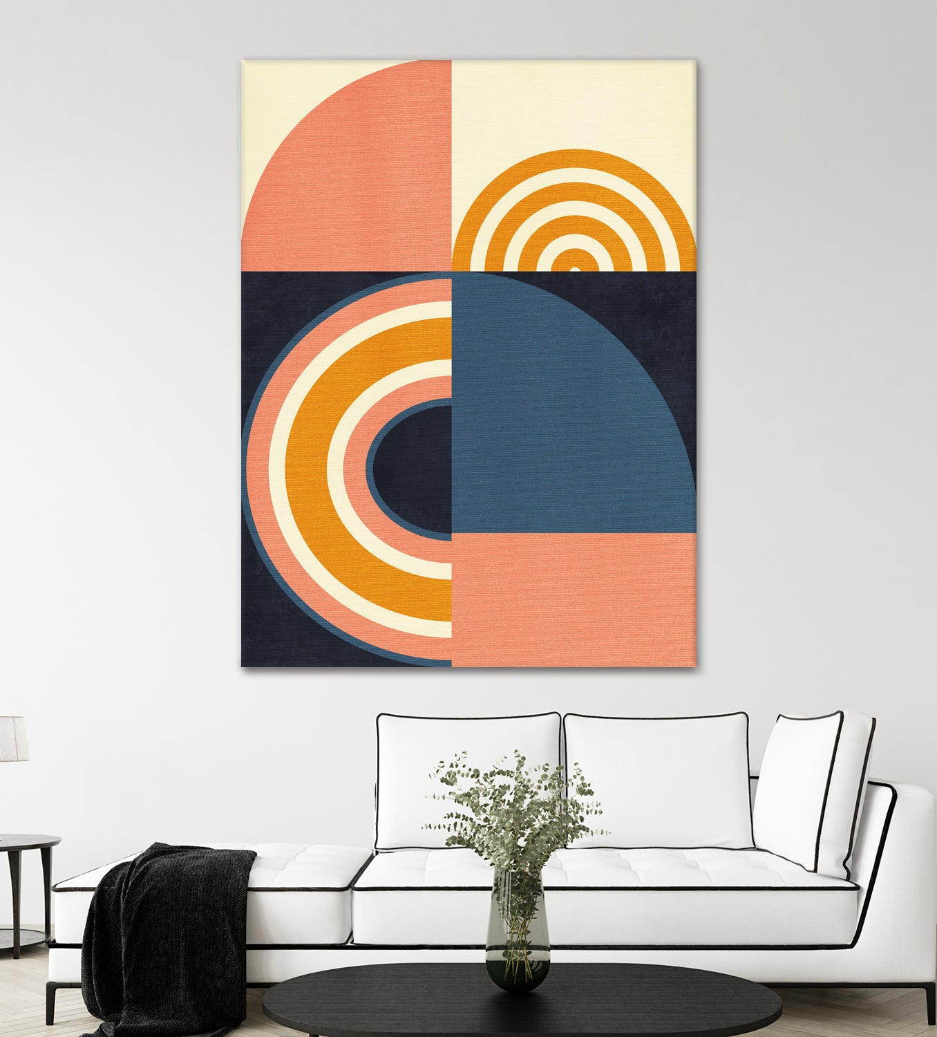 Rainbow Plus Shapes Blue Mustard9 by Ana Rut Bre on GIANT ART - abstract abstract