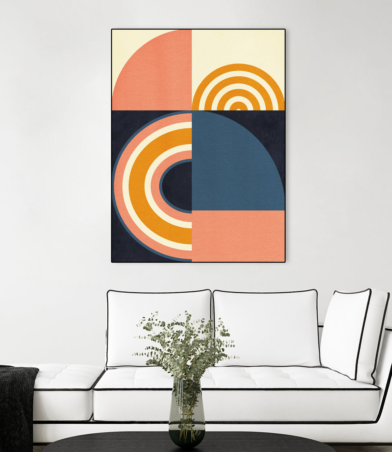 Rainbow Plus Shapes Blue Mustard9 by Ana Rut Bre on GIANT ART - abstract abstract