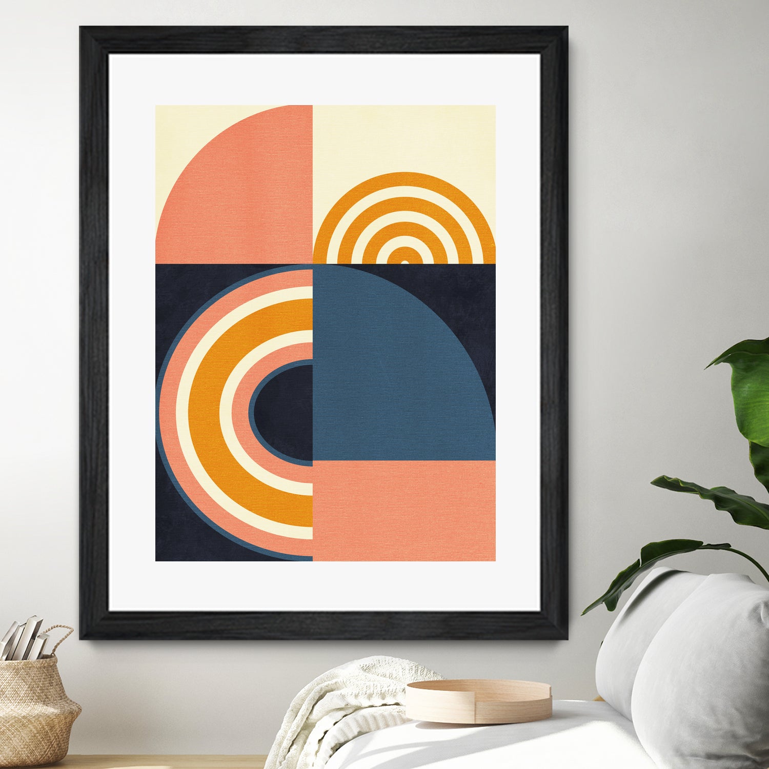 Rainbow Plus Shapes Blue Mustard9 by Ana Rut Bre on GIANT ART - abstract abstract