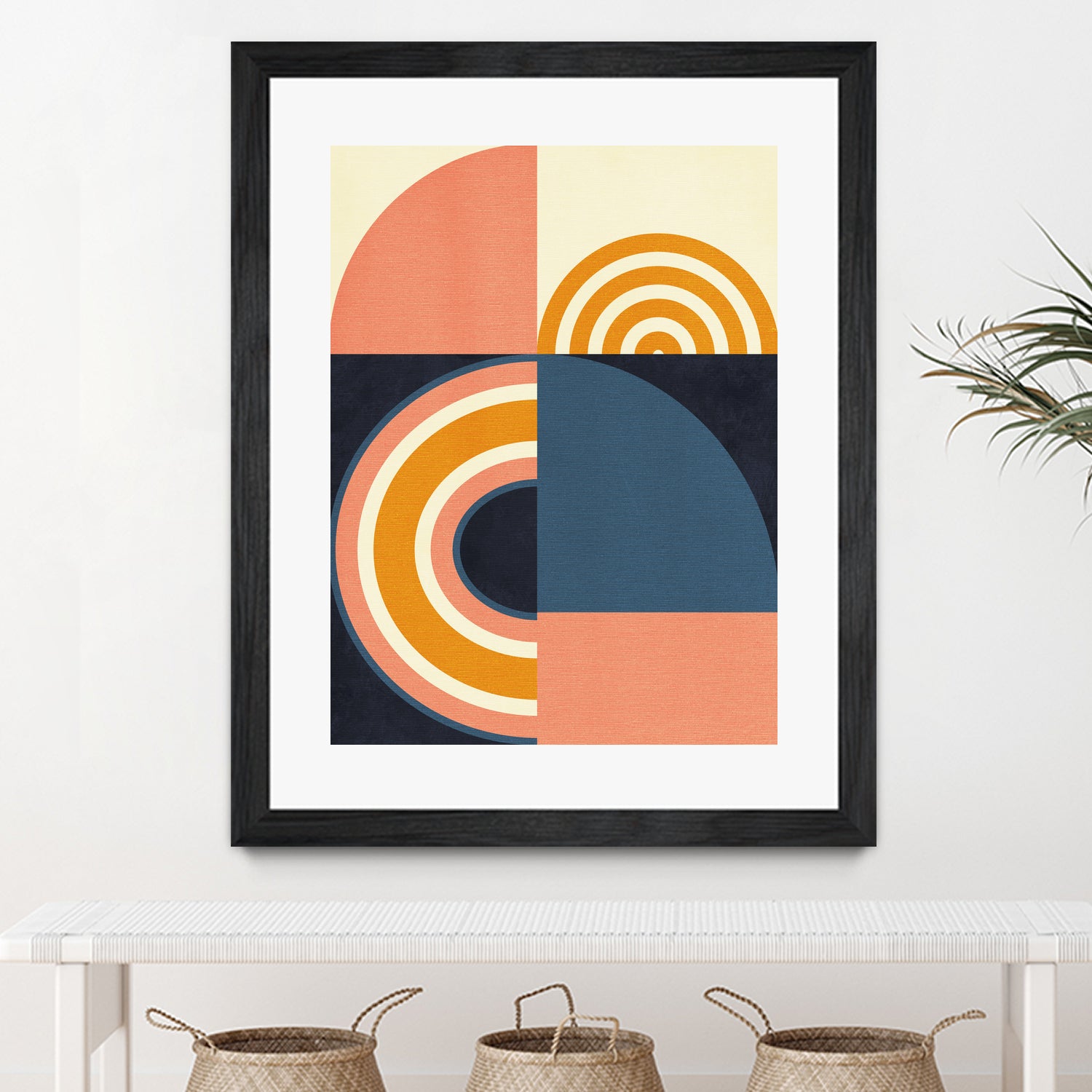 Rainbow Plus Shapes Blue Mustard9 by Ana Rut Bre on GIANT ART - abstract abstract