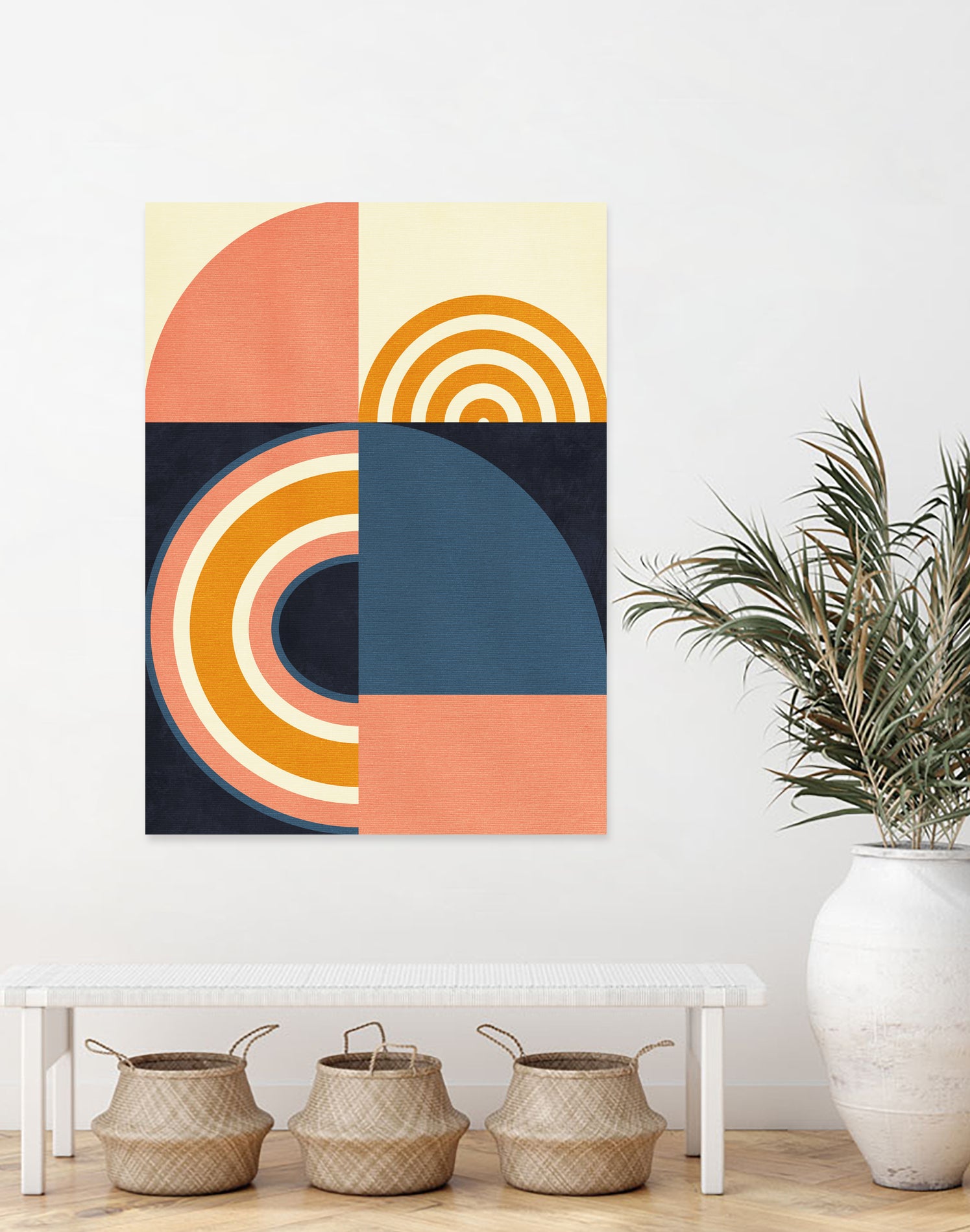 Rainbow Plus Shapes Blue Mustard9 by Ana Rut Bre on GIANT ART - abstract abstract