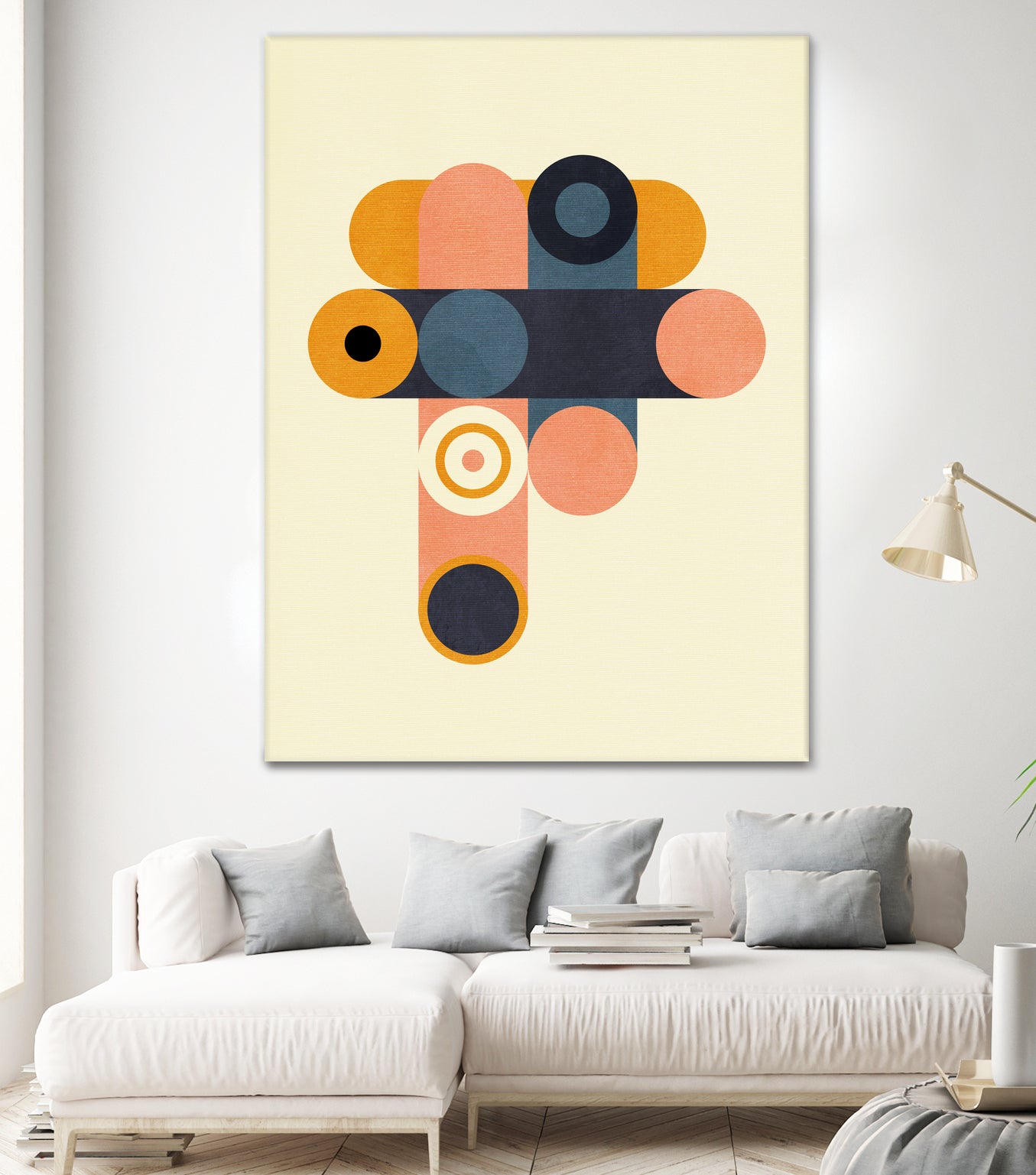 Rainbow Plus Shapes Blue Mustard8 by Ana Rut Bre on GIANT ART - abstract abstract