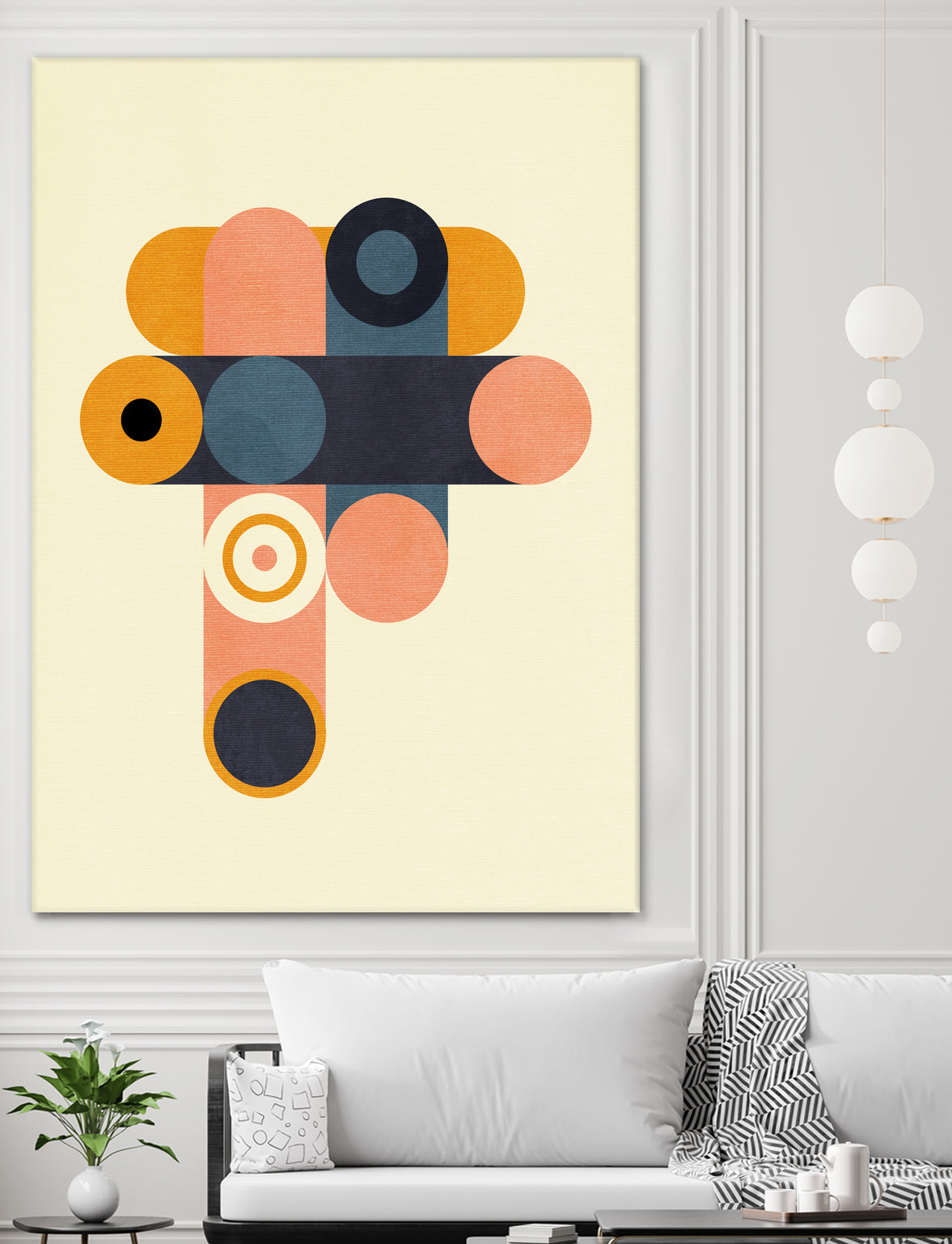 Rainbow Plus Shapes Blue Mustard8 by Ana Rut Bre on GIANT ART - abstract abstract