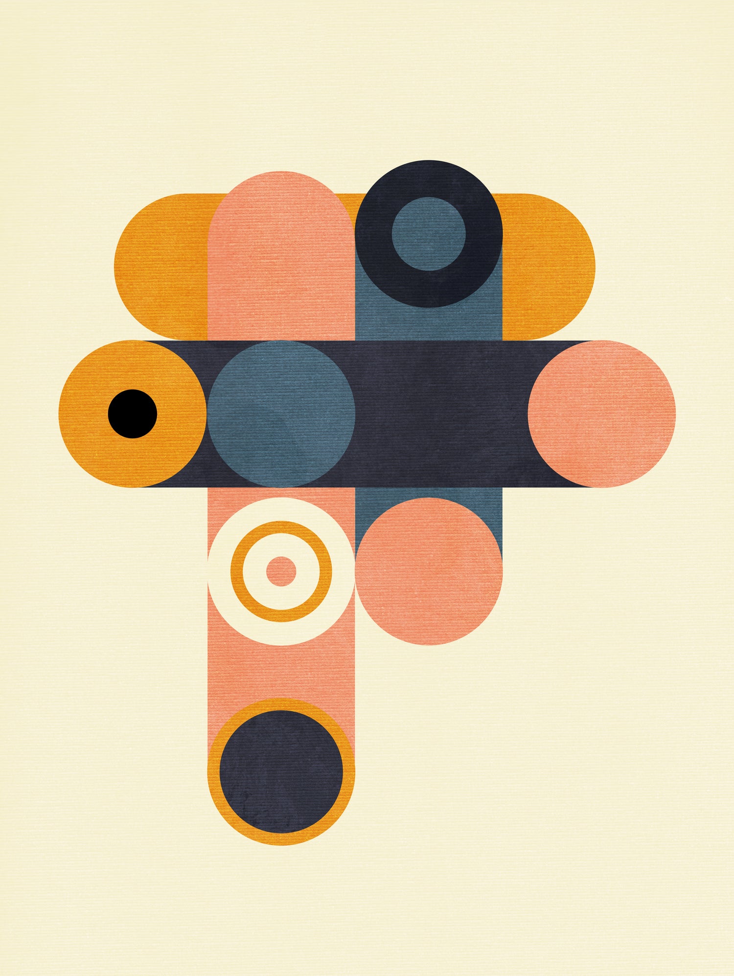 Rainbow Plus Shapes Blue Mustard8 by Ana Rut Bre on GIANT ART - abstract abstract