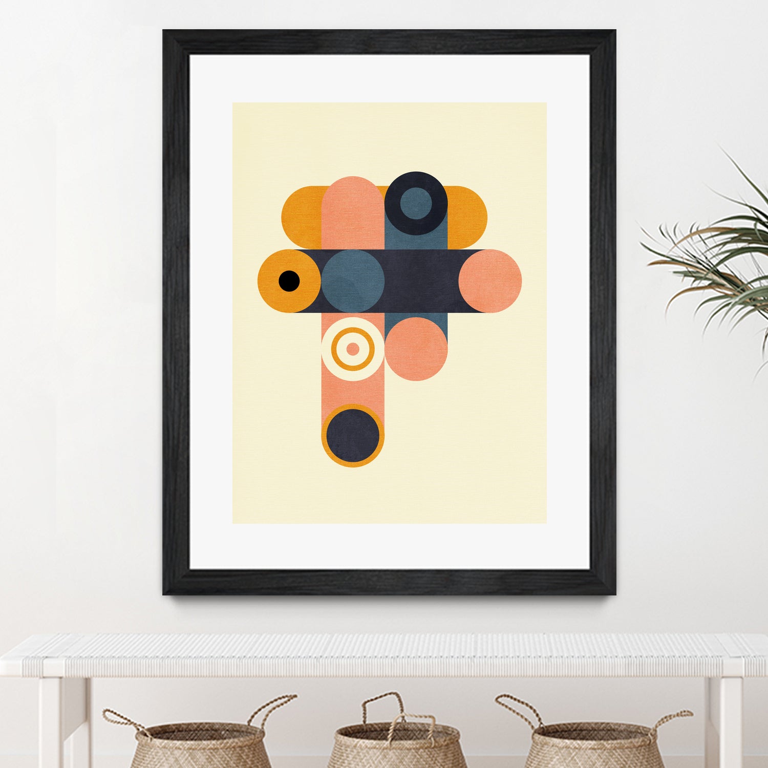 Rainbow Plus Shapes Blue Mustard8 by Ana Rut Bre on GIANT ART - abstract abstract