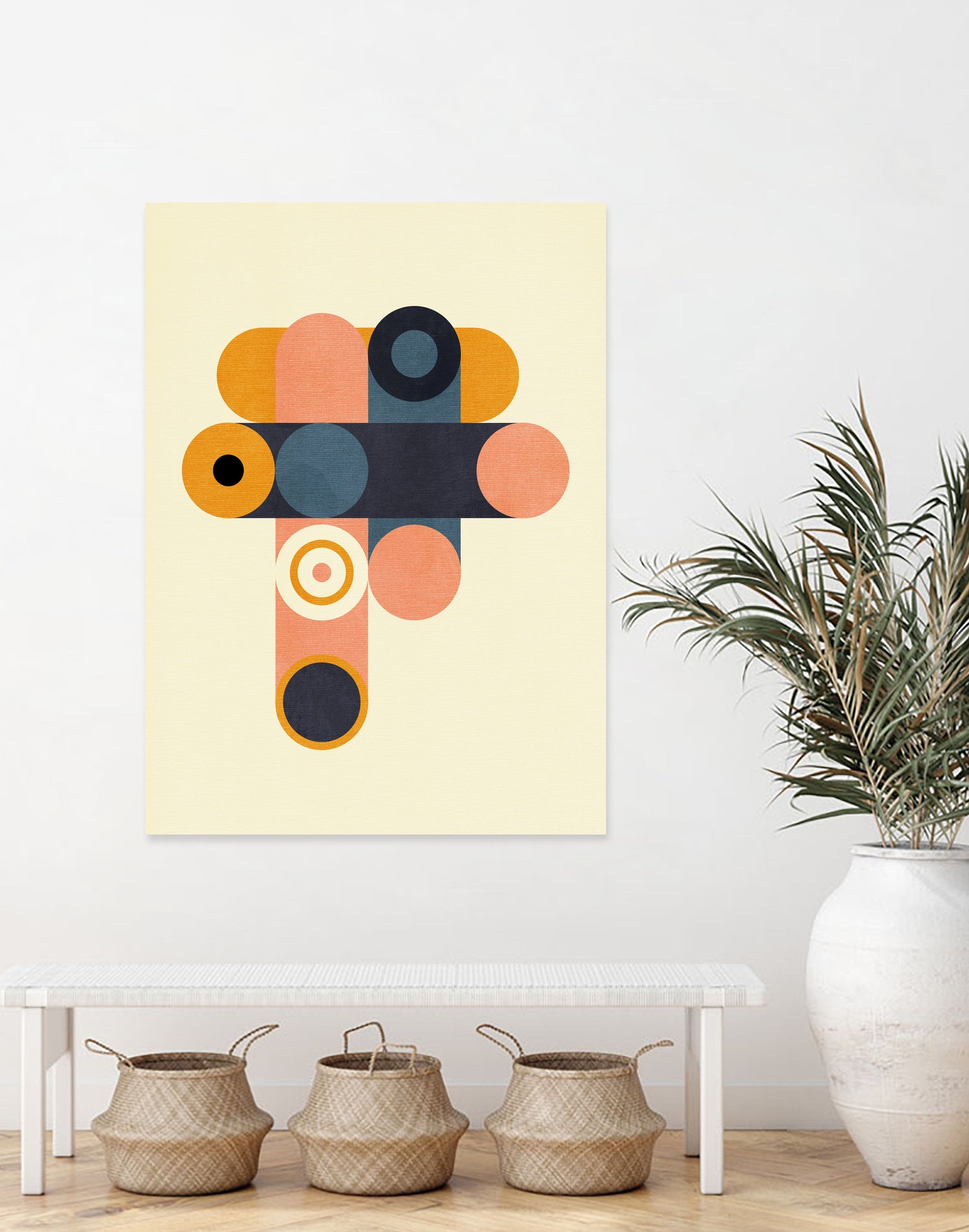 Rainbow Plus Shapes Blue Mustard8 by Ana Rut Bre on GIANT ART - abstract abstract