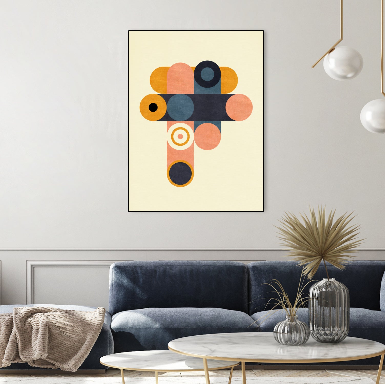 Rainbow Plus Shapes Blue Mustard8 by Ana Rut Bre on GIANT ART - abstract abstract