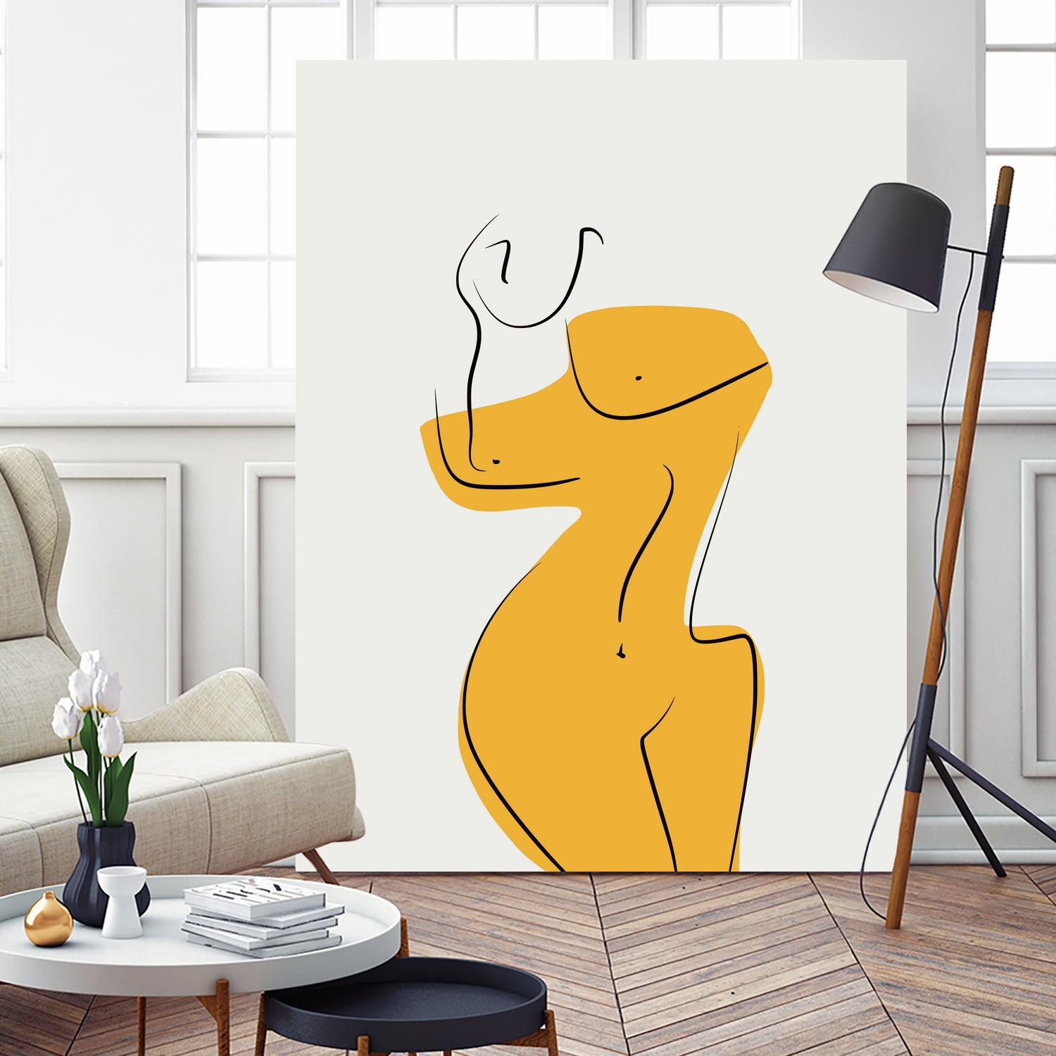 Elegant Female Nude Silhouette by Little Dean on GIANT ART - line art minimalist art