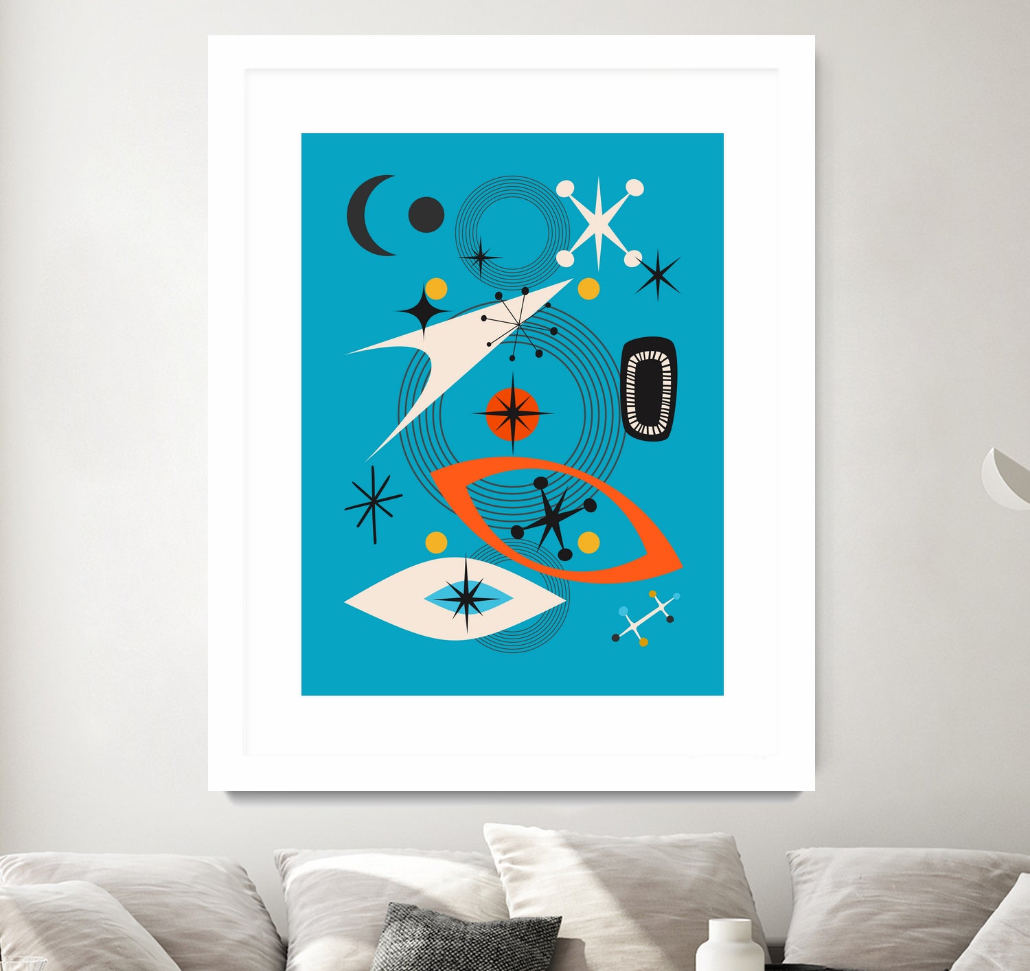 Mid Century In Retro Blue by Little on GIANT ART - illustration blue background