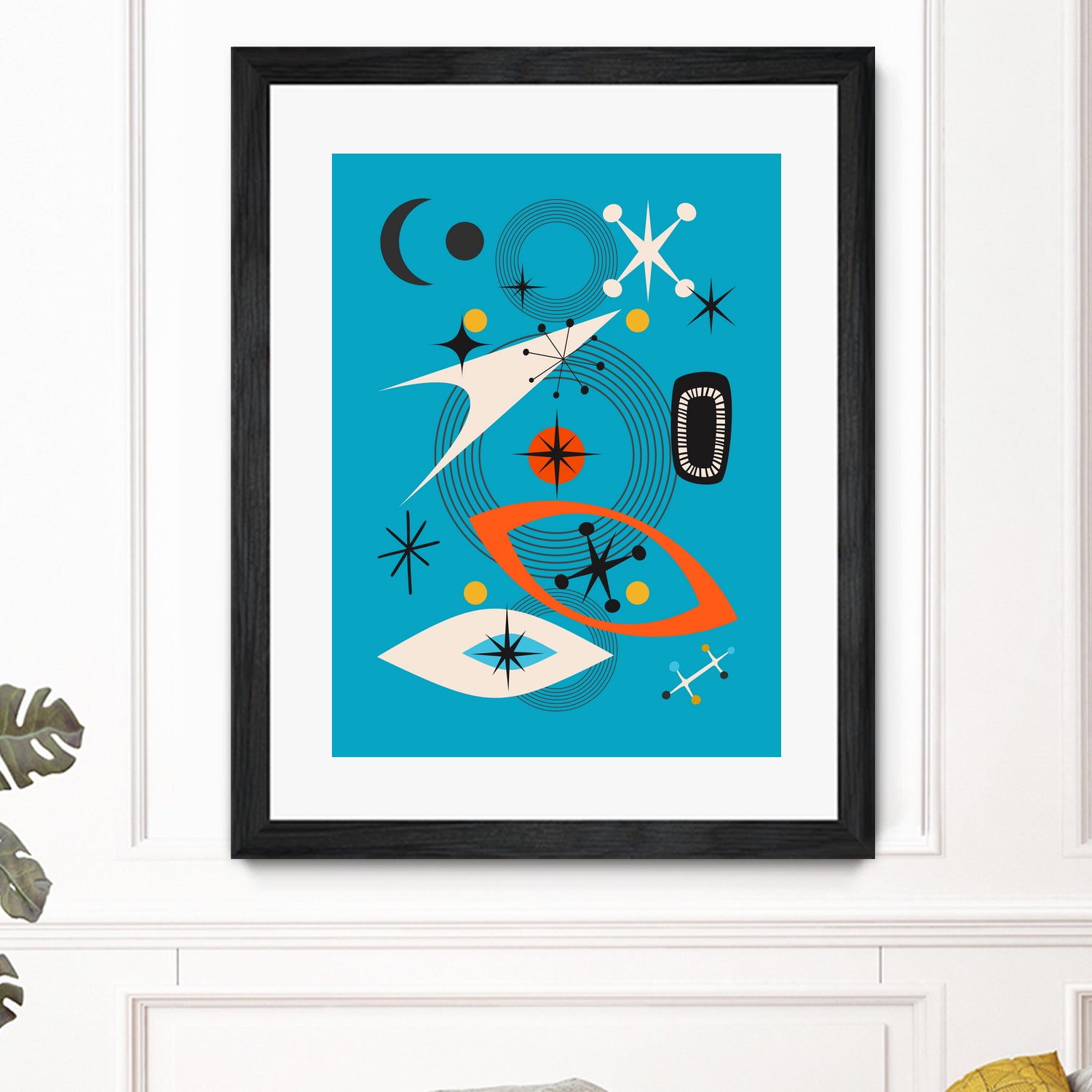 Mid Century In Retro Blue by Little on GIANT ART - illustration blue background