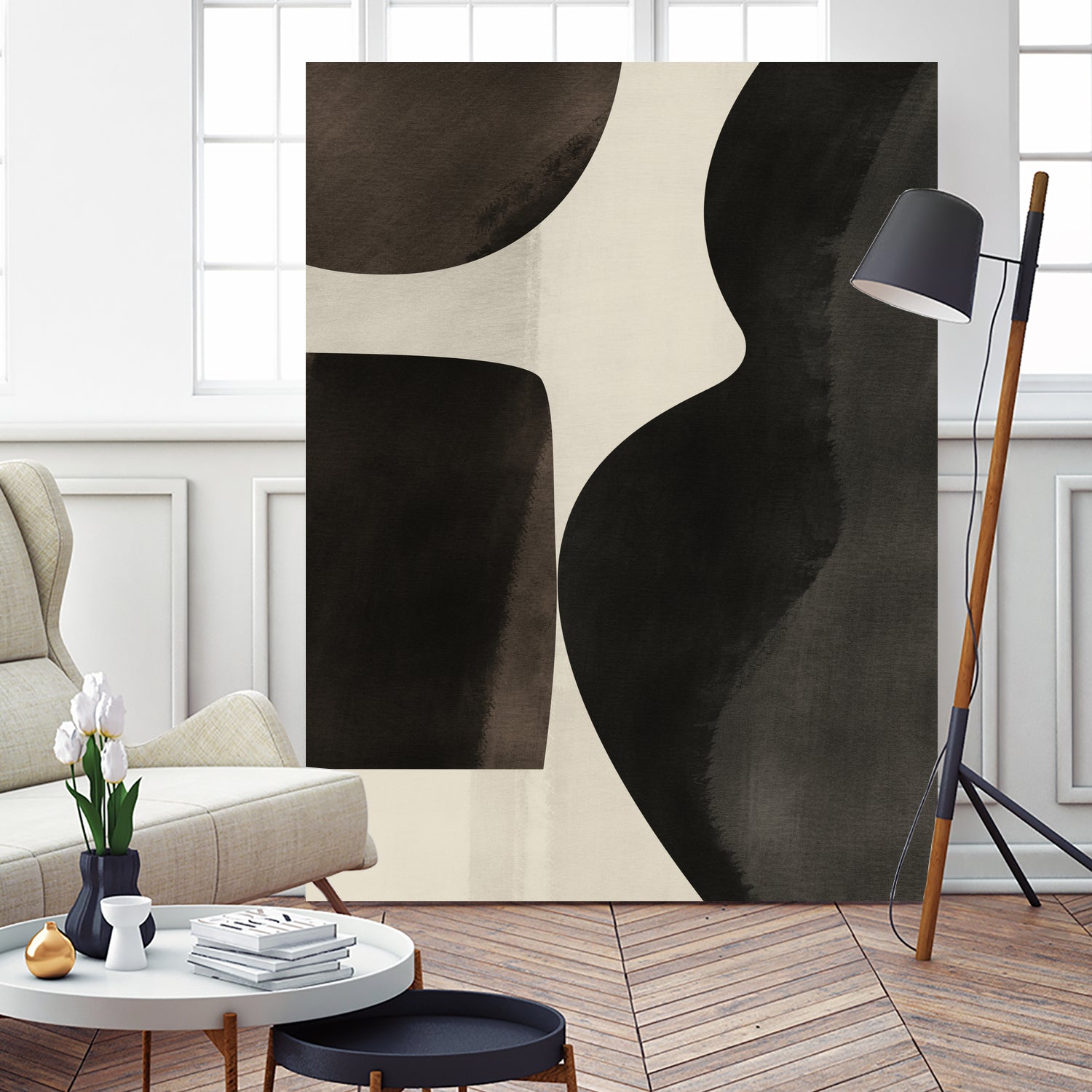 Black Abstract Collage by Little on GIANT ART - illustration beige