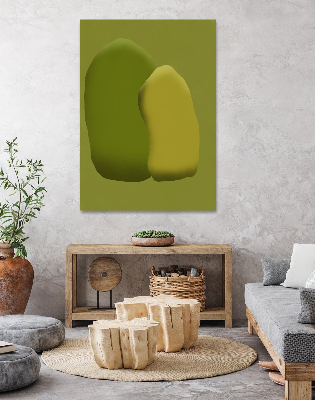 Stacking stone in green by Little on GIANT ART - illustration green