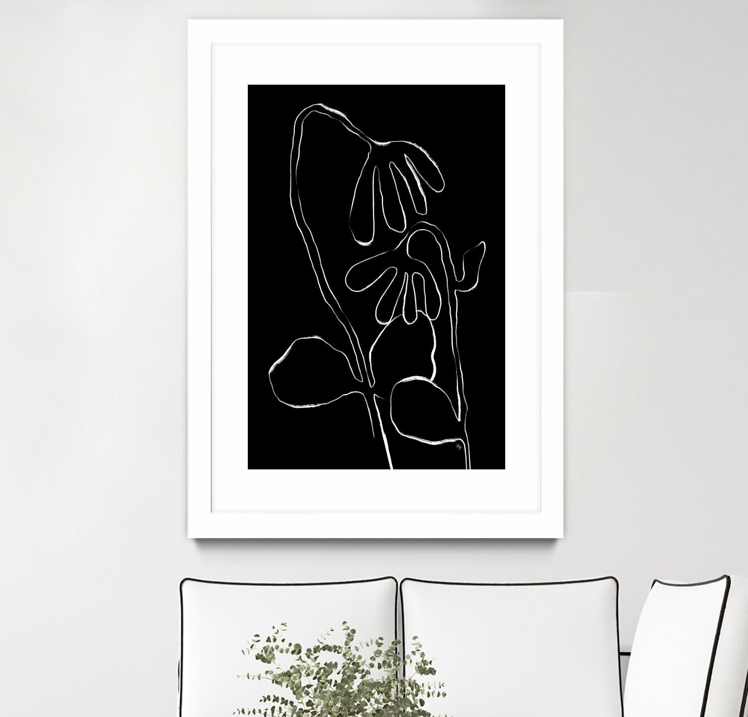 Flower and Leaves Sketch by Martina on GIANT ART - flowers and plants monochrome art