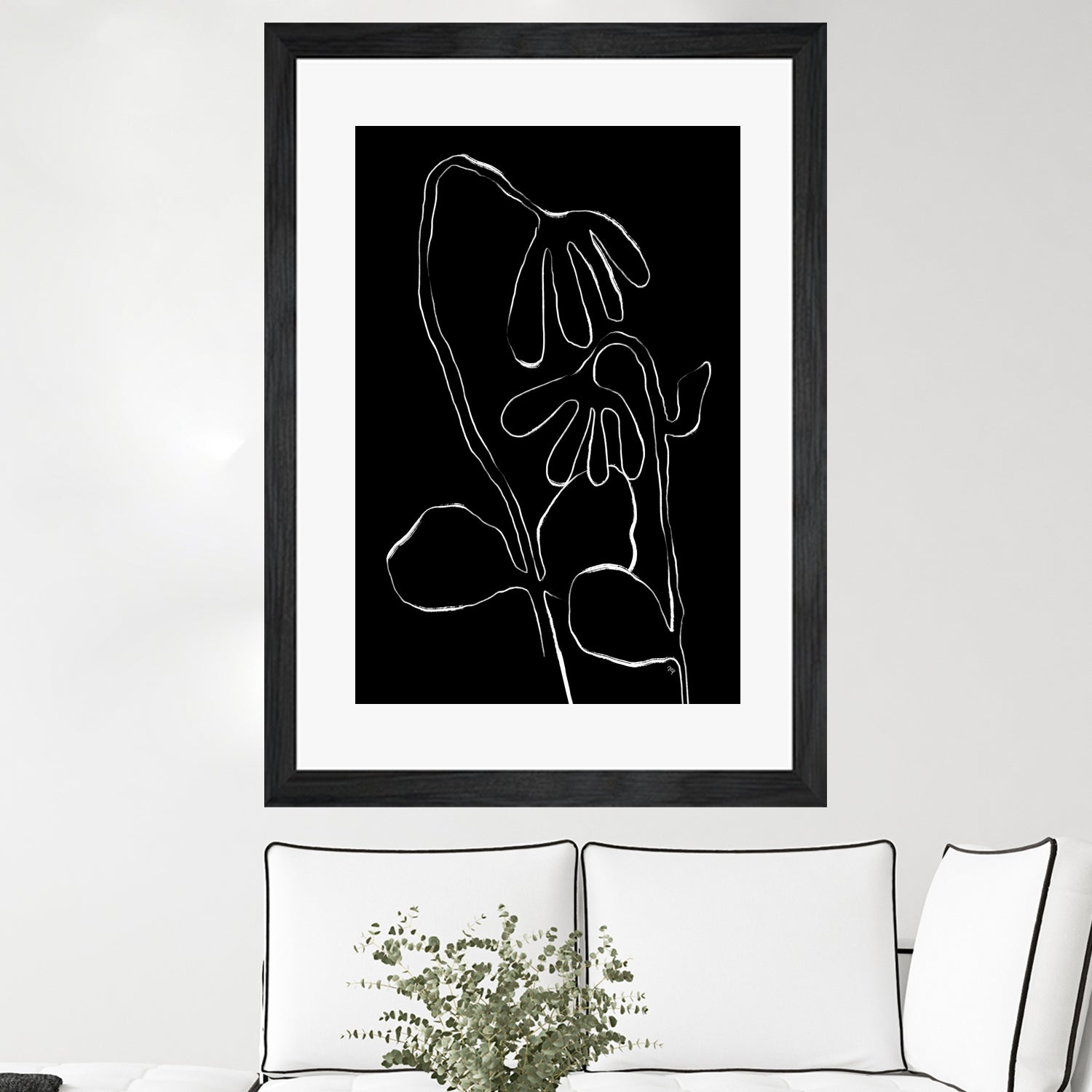 Flower and Leaves Sketch by Martina on GIANT ART - flowers and plants monochrome art