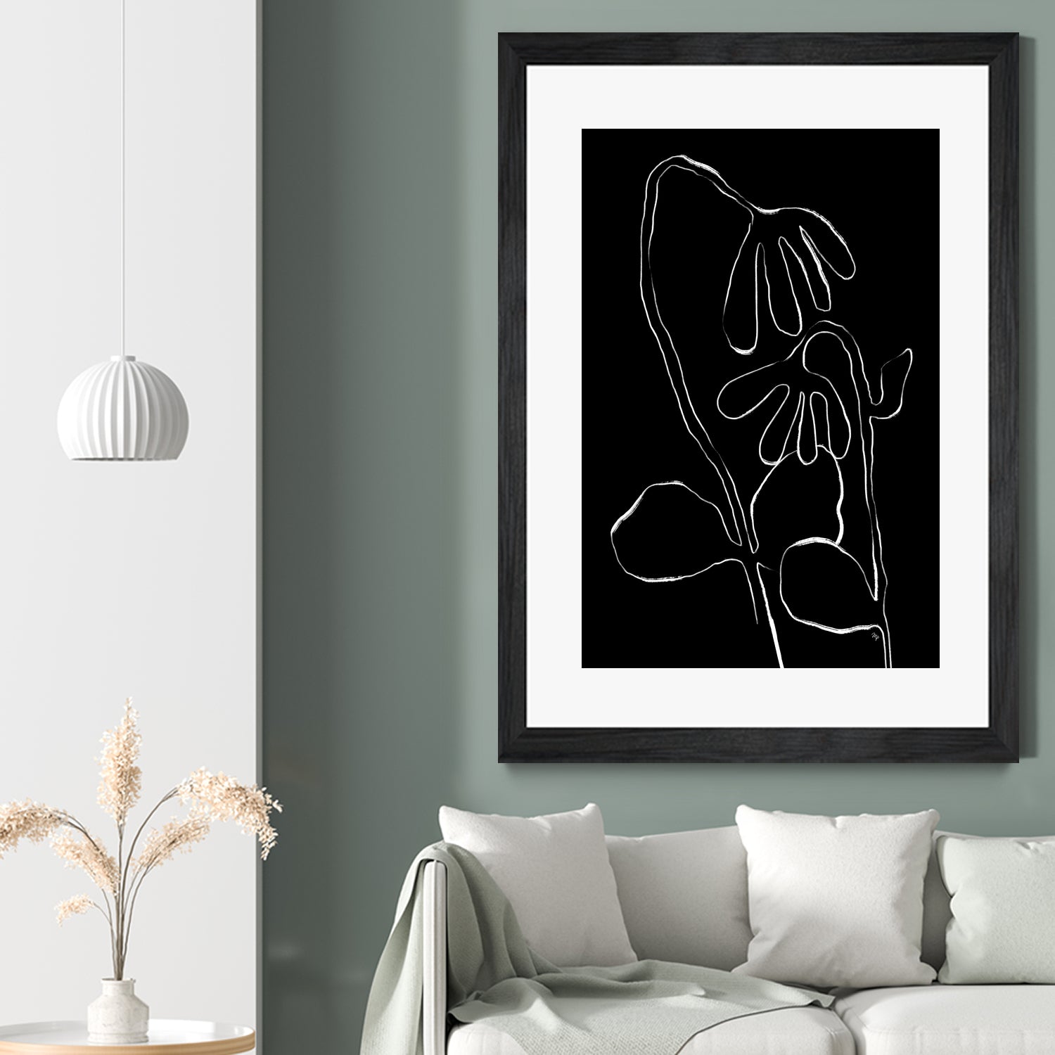 Flower and Leaves Sketch by Martina on GIANT ART - flowers and plants monochrome art