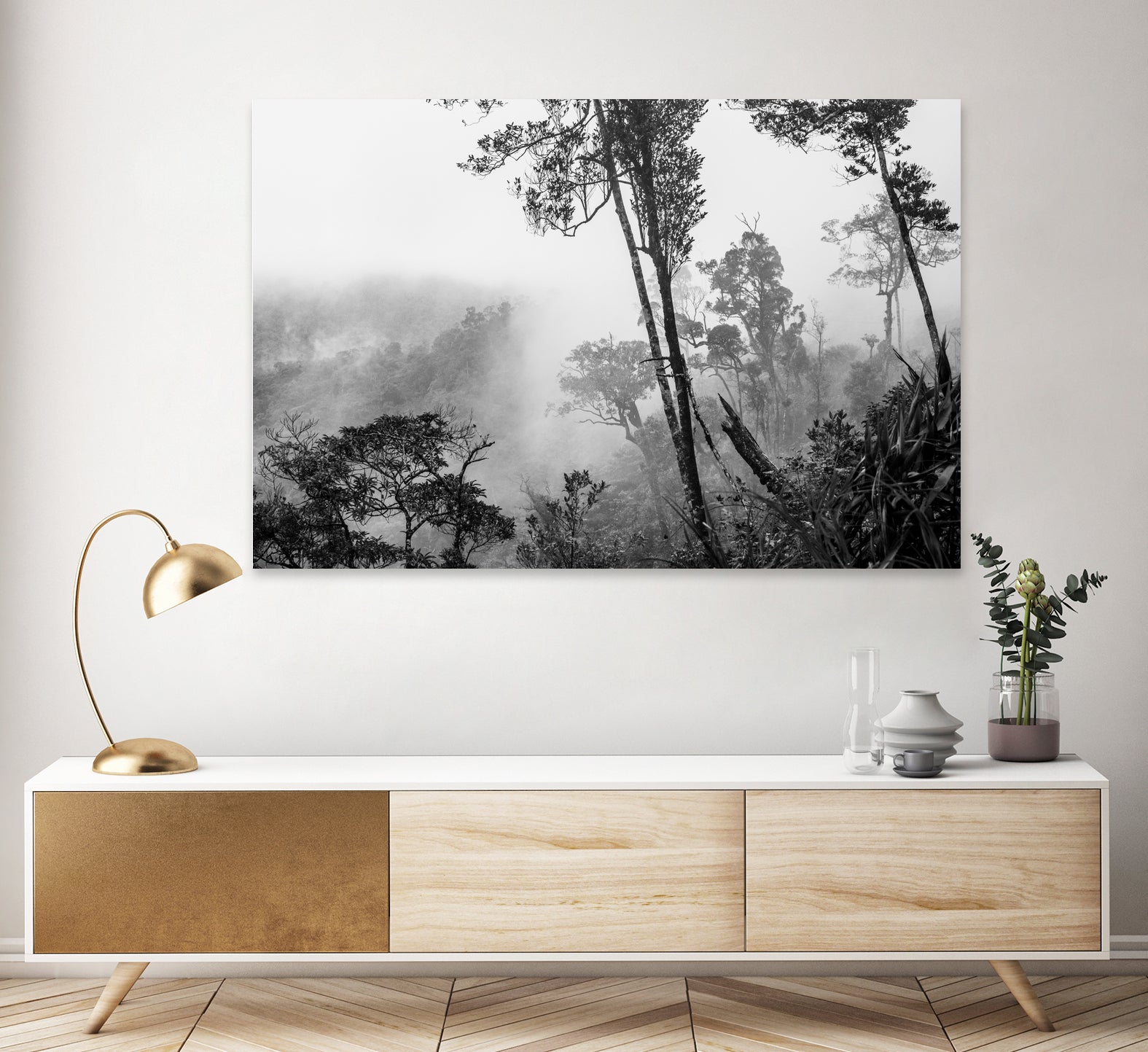 Trees in misty forest by Photolovers on GIANT ART - photograhy forest