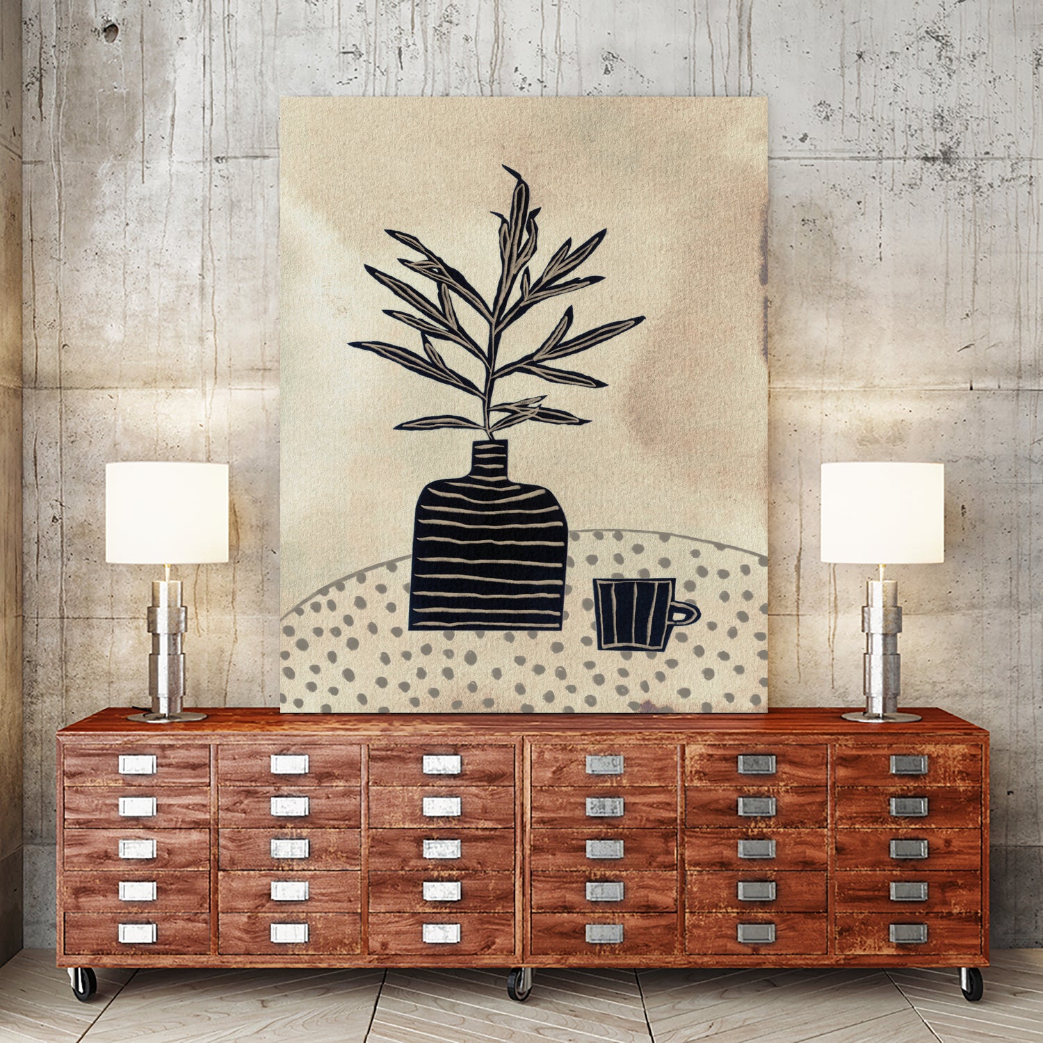 Still Life With a Vase and a Cup of Coffee by Alisa on GIANT ART - illustration drawing