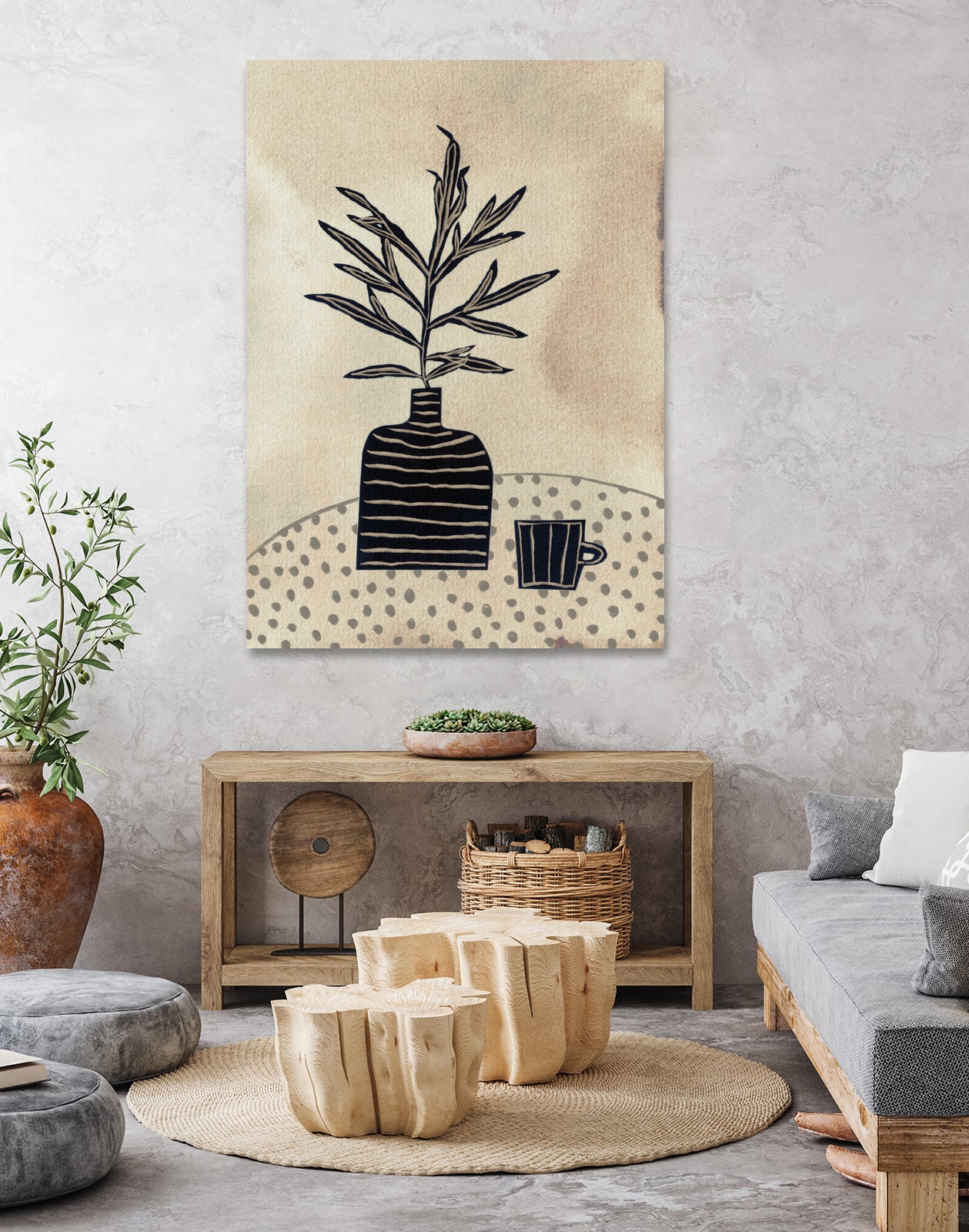 Still Life With a Vase and a Cup of Coffee by Alisa on GIANT ART - illustration drawing