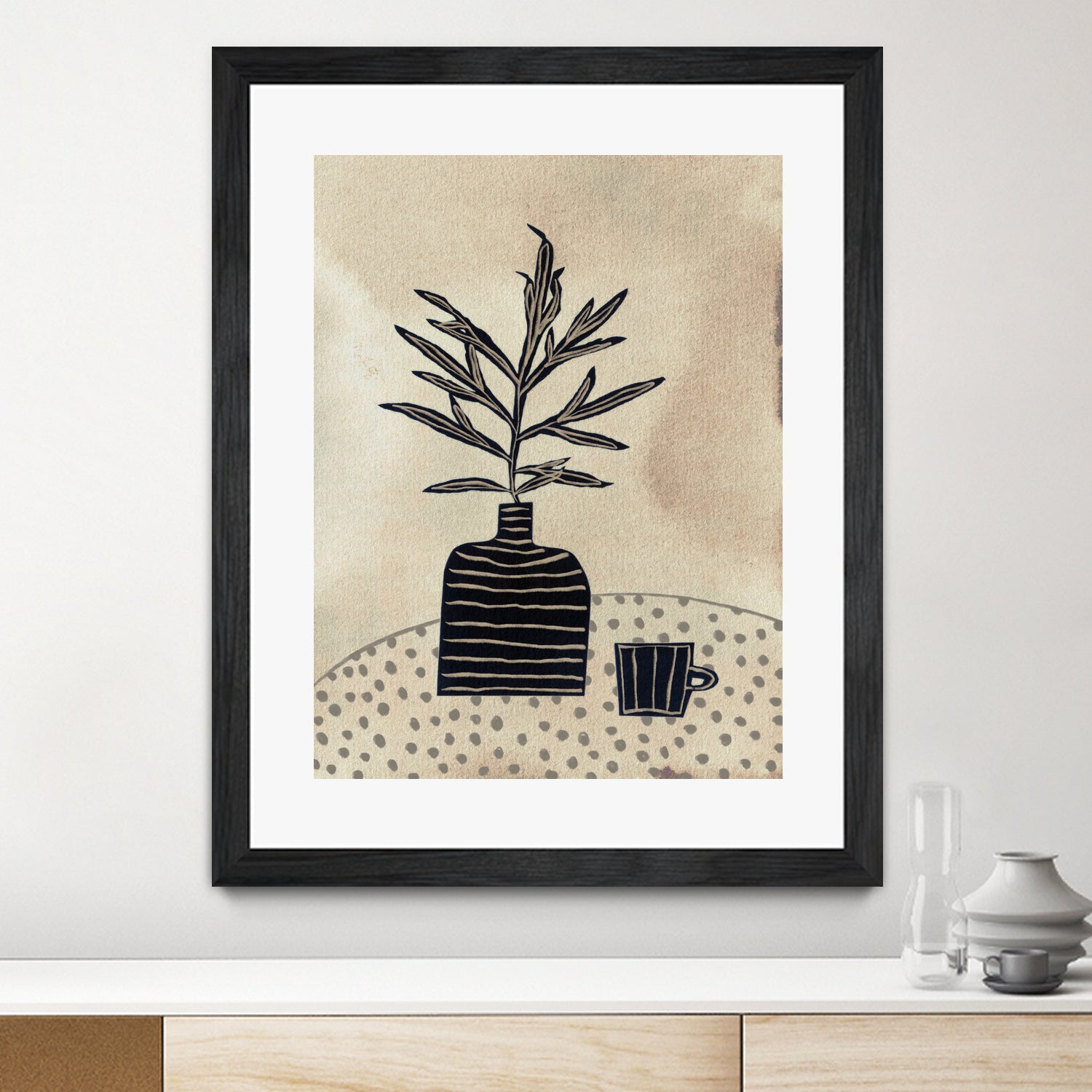 Still Life With a Vase and a Cup of Coffee by Alisa on GIANT ART - illustration drawing
