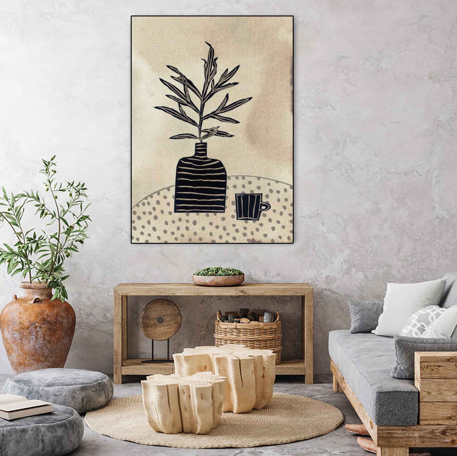 Still Life With a Vase and a Cup of Coffee by Alisa on GIANT ART - illustration drawing