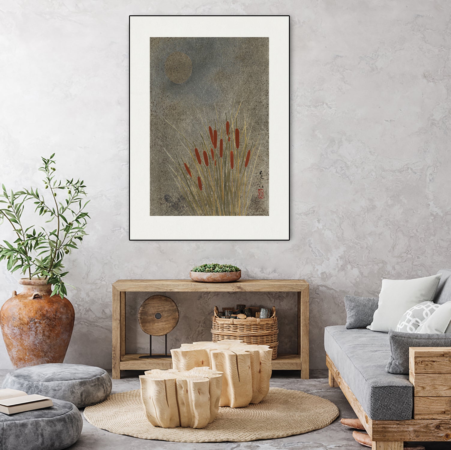 Japanese Grass Field At Night (1807a€“1891) by Shibata Zeshin on GIANT ART - 9449 illustration