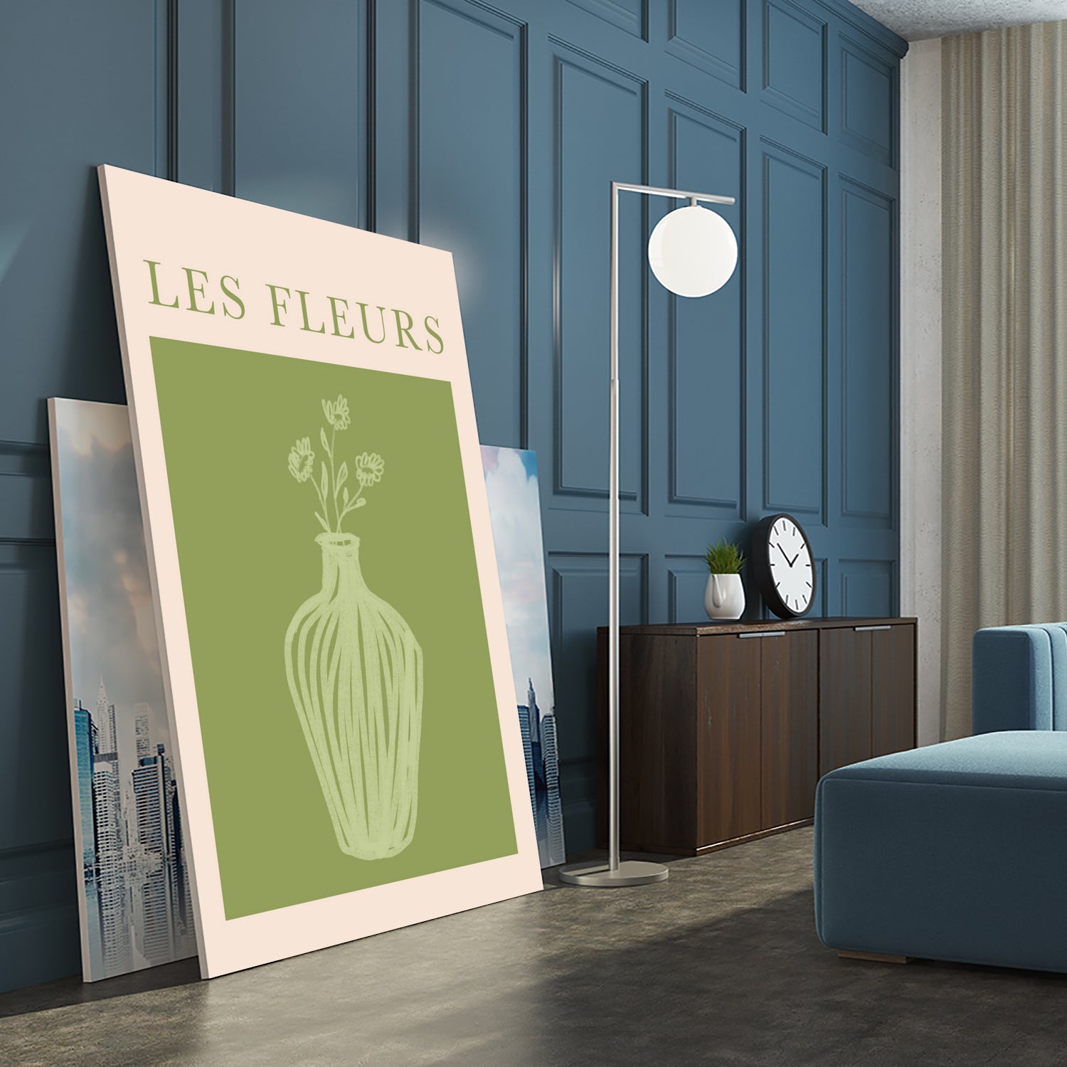 Potted Florals Beige and Green by Grace Digital Art on GIANT ART - flowers and plants text