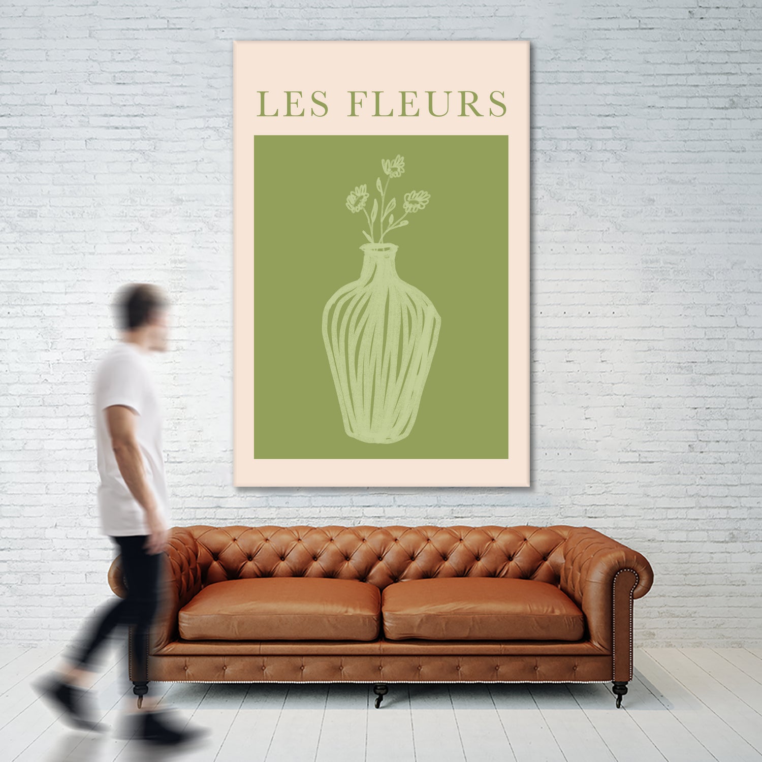Potted Florals Beige and Green by Grace Digital Art on GIANT ART - flowers and plants text