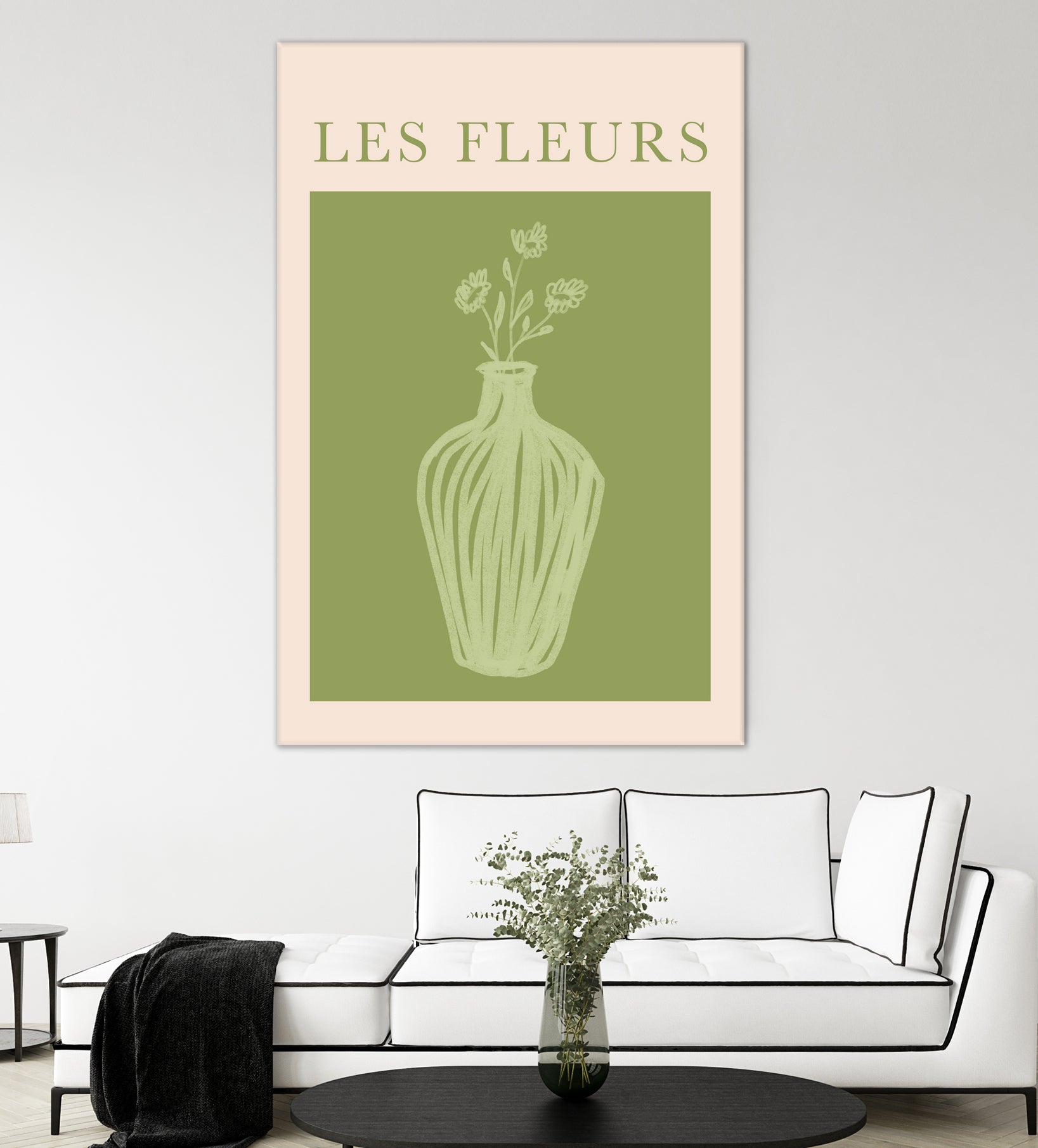Potted Florals Beige and Green by Grace Digital Art on GIANT ART - flowers and plants text