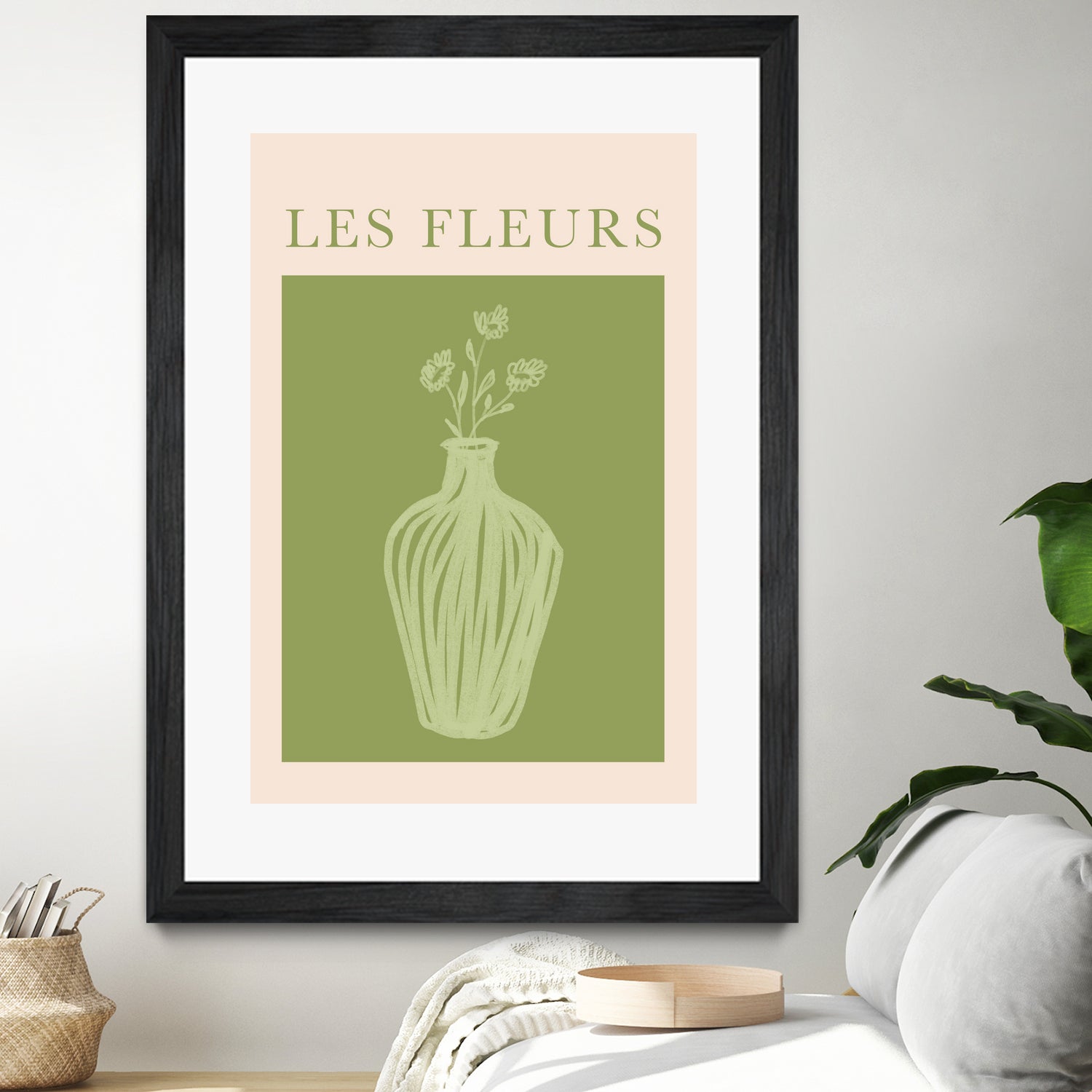 Potted Florals Beige and Green by Grace Digital Art on GIANT ART - flowers and plants text