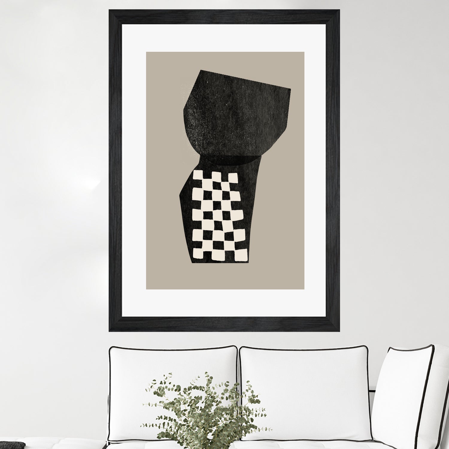 Checkered Abstraction by MIUUS STUDIO on GIANT ART - black shapes