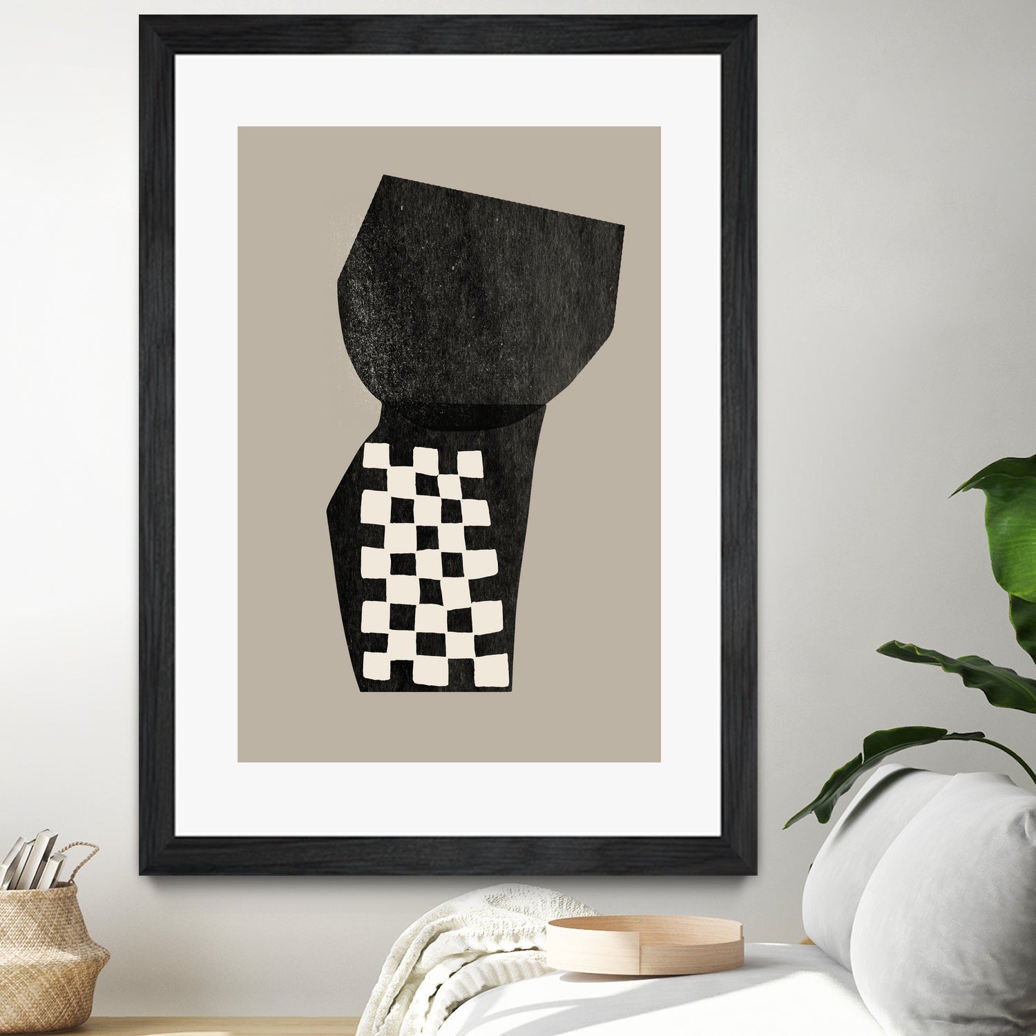 Checkered Abstraction by MIUUS STUDIO on GIANT ART - black shapes