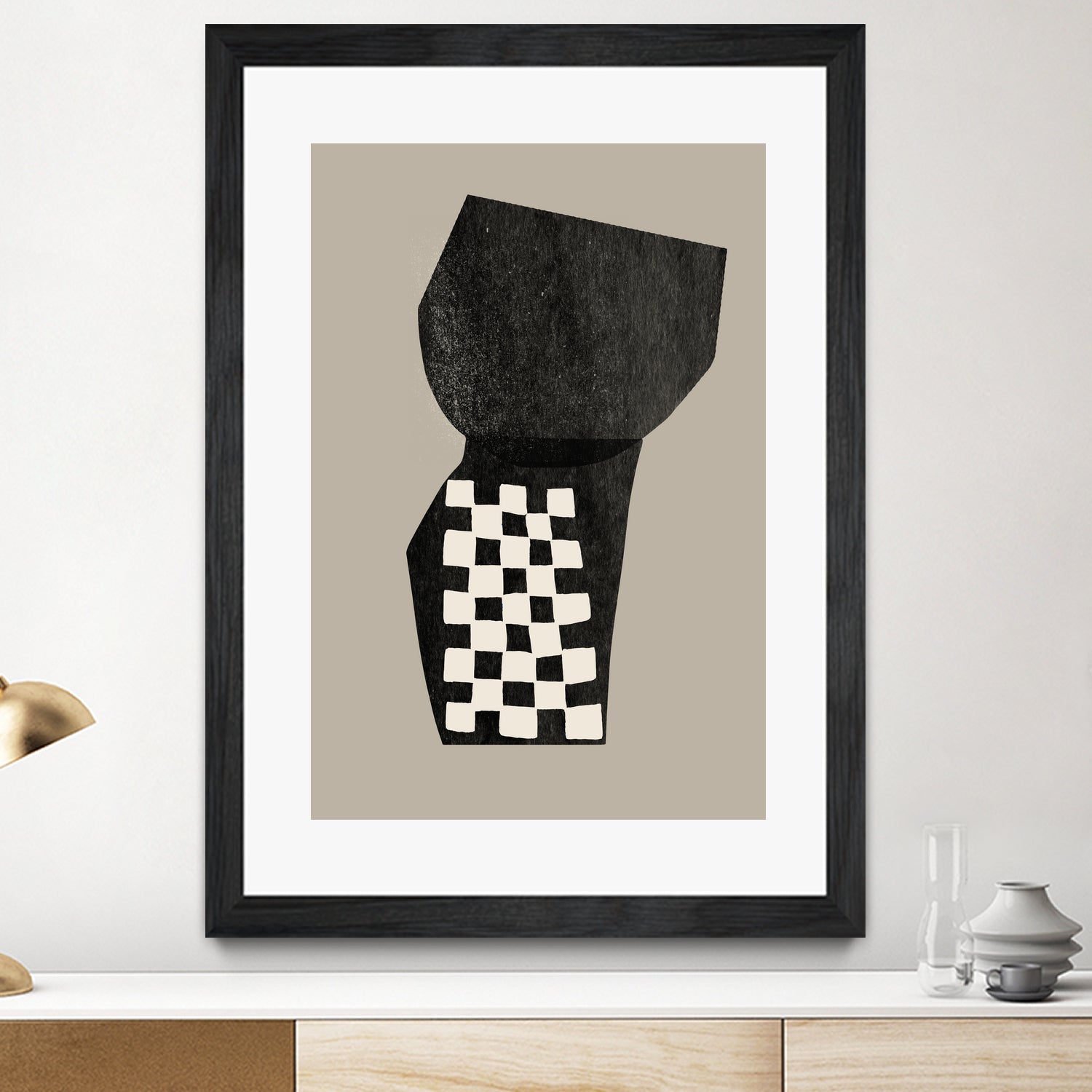 Checkered Abstraction by MIUUS STUDIO on GIANT ART - black shapes