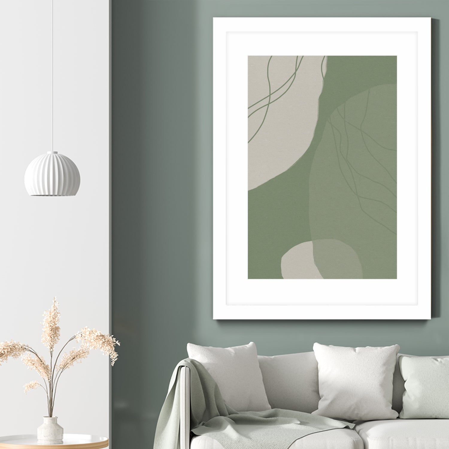 Modern Abstract Minimalist Shapes In Sage and White 0008 by Dina Dankers on GIANT ART - abstract drawing