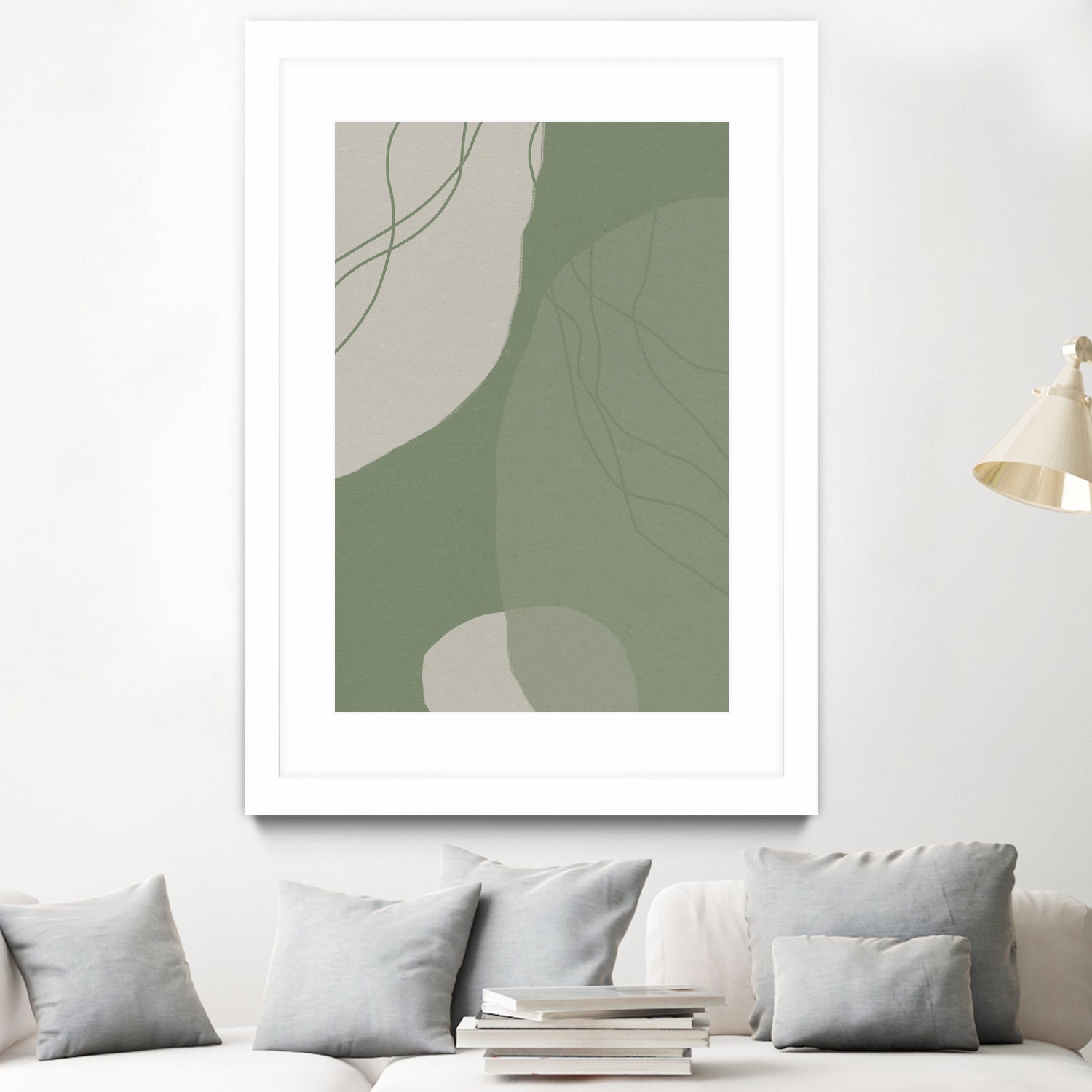 Modern Abstract Minimalist Shapes In Sage and White 0008 by Dina Dankers on GIANT ART - abstract drawing