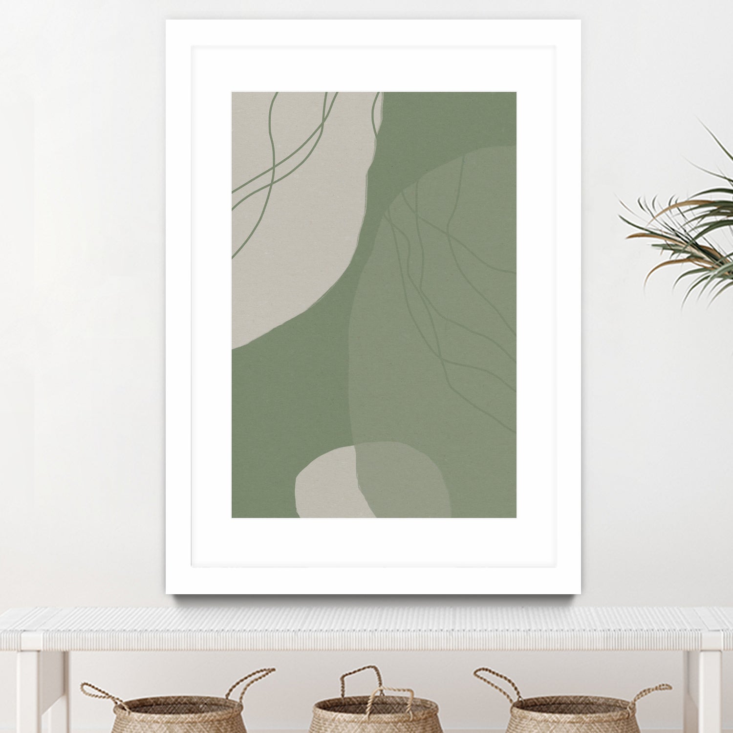 Modern Abstract Minimalist Shapes In Sage and White 0008 by Dina Dankers on GIANT ART - abstract drawing