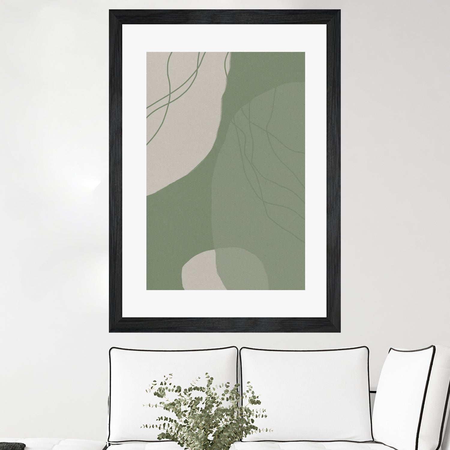 Modern Abstract Minimalist Shapes In Sage and White 0008 by Dina Dankers on GIANT ART - abstract drawing