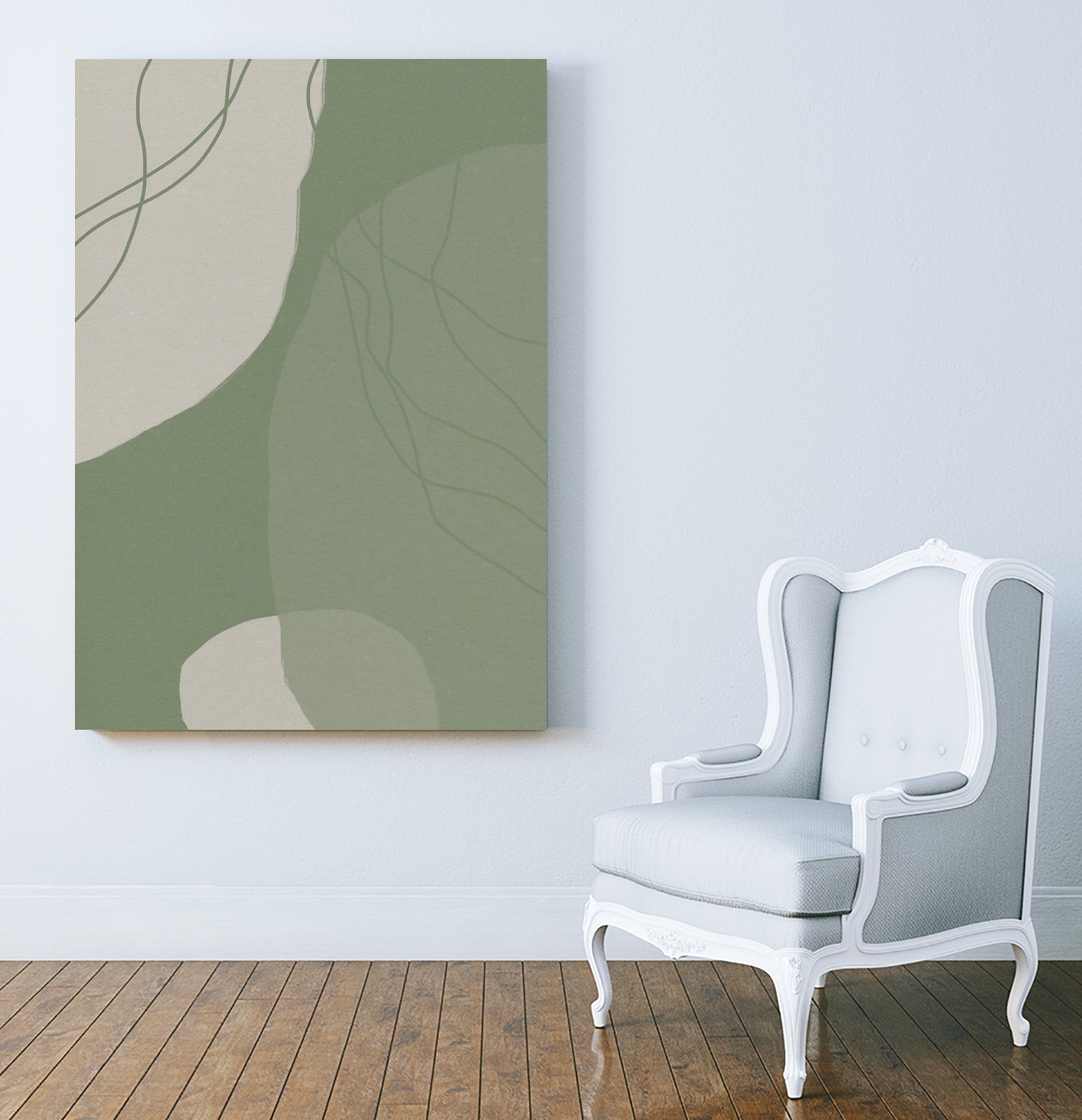 Modern Abstract Minimalist Shapes In Sage and White 0008 by Dina Dankers on GIANT ART - abstract drawing