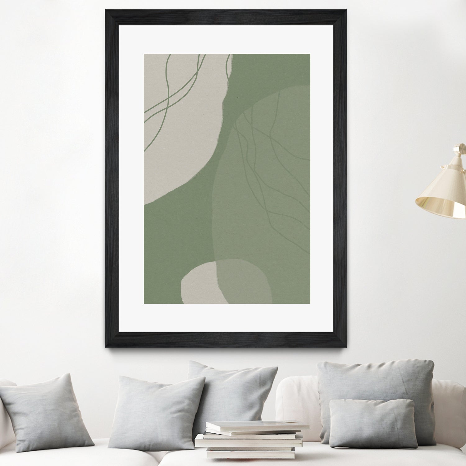 Modern Abstract Minimalist Shapes In Sage and White 0008 by Dina Dankers on GIANT ART - abstract drawing