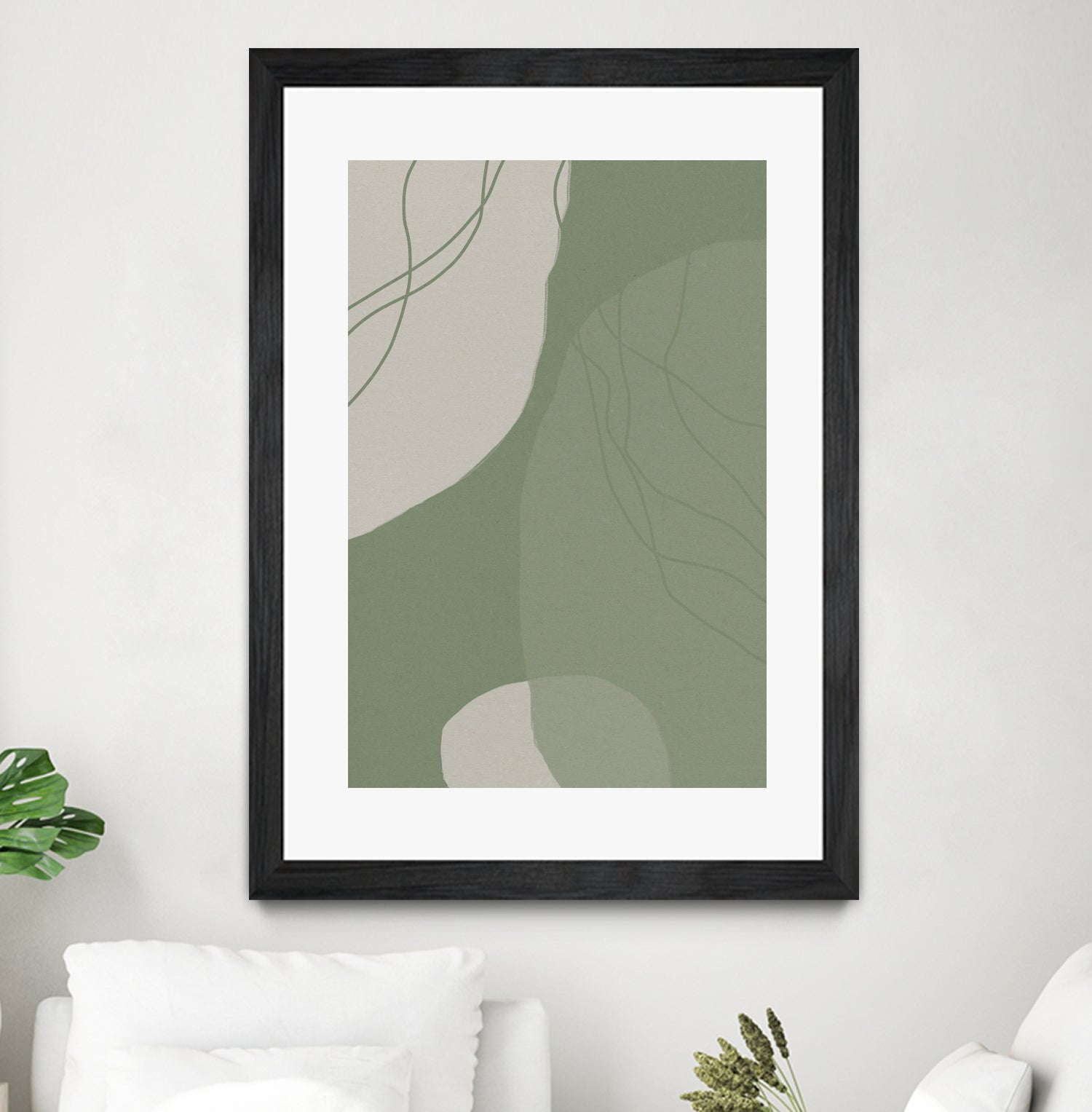 Modern Abstract Minimalist Shapes In Sage and White 0008 by Dina Dankers on GIANT ART - abstract drawing