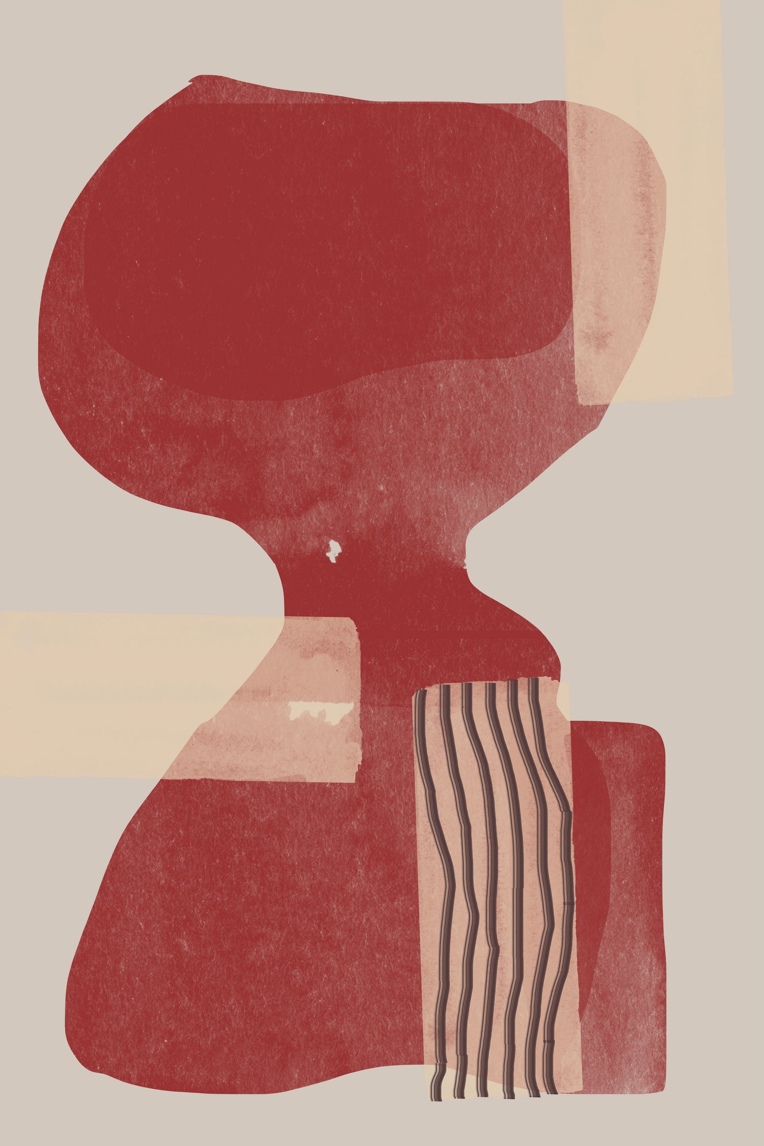 Crimson Harmony by THE MIUUS STUDIO on GIANT ART - red shape abstract, bold, white, grey, gray, calm, painting, print, wallart, wall art, energetic, colourful, graphic print, illustration, soft, brush strokes, cute, prints, home decor, beige, black, drawing