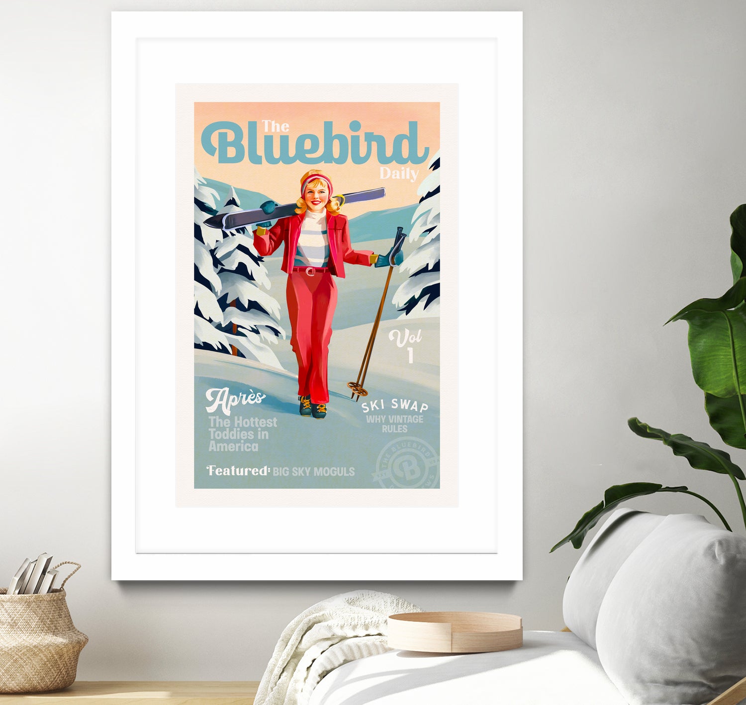 The Bluebird Daily Pinup Ski Art by The Whiskey Ginger on GIANT ART - figurative text