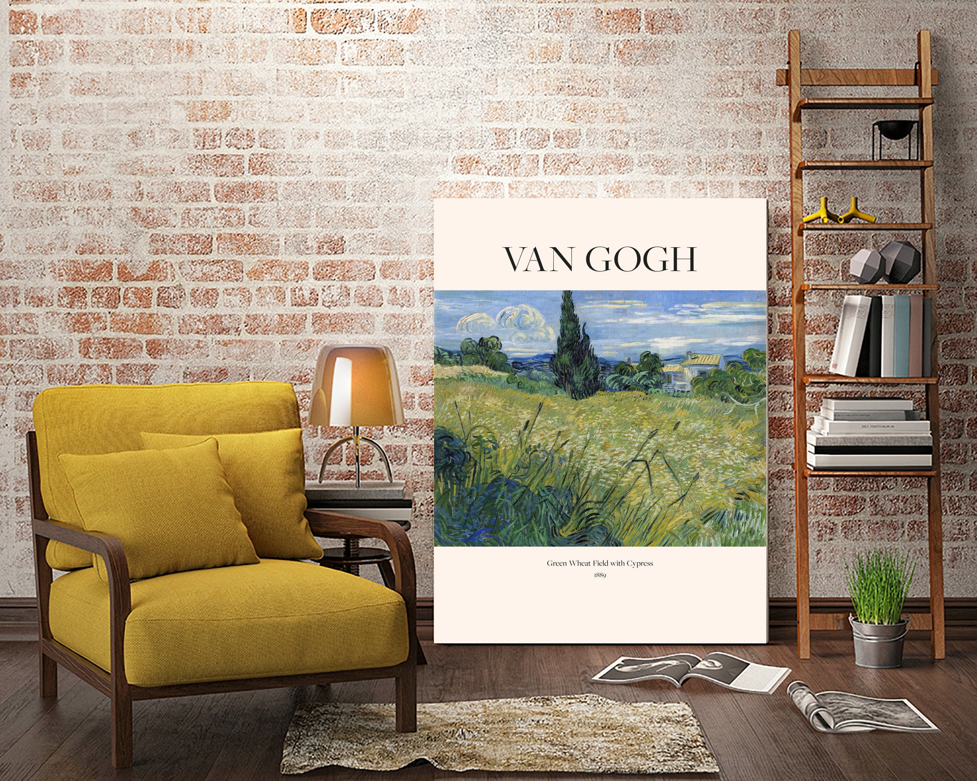 Green Wheat Field With Cypress (1889) Van Gogh by Vincent Van Gogh on GIANT ART - landscape tree