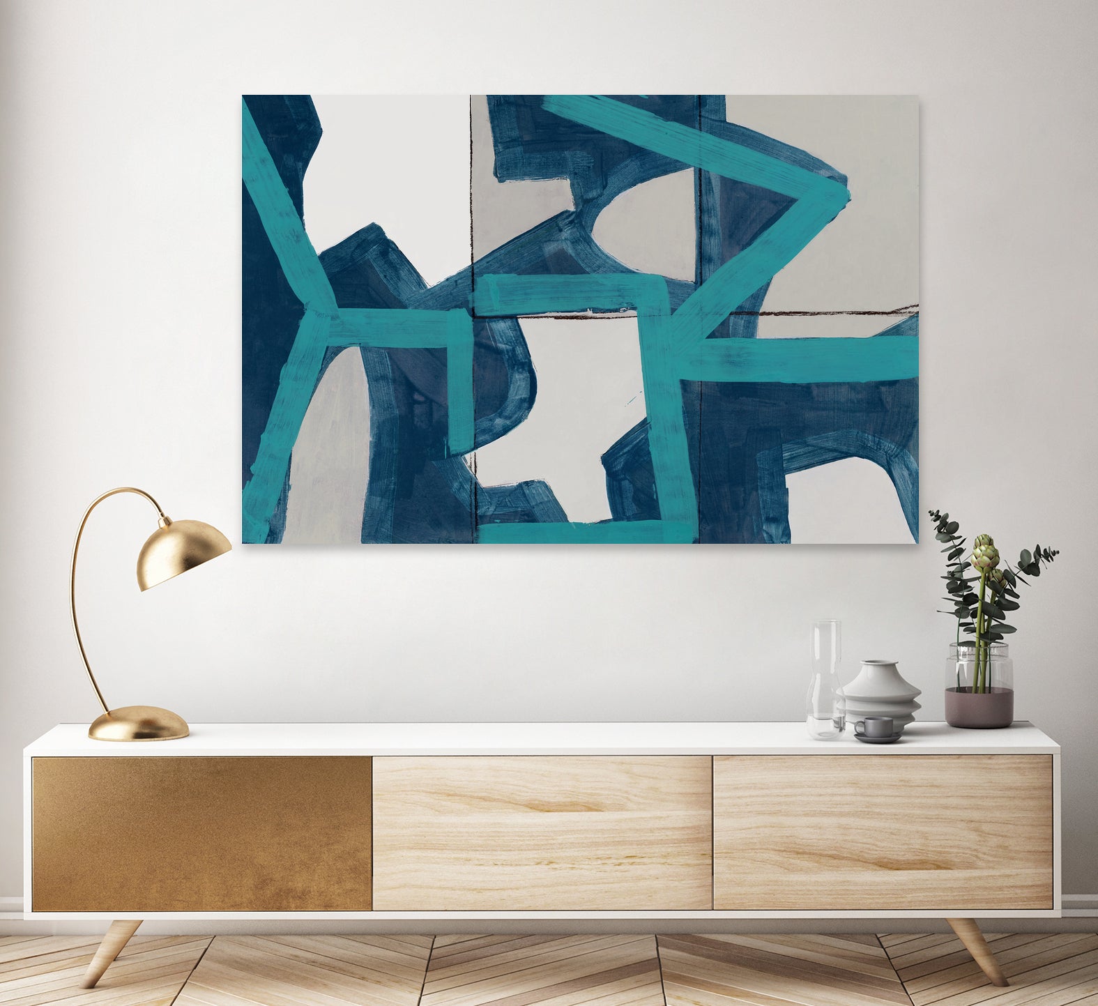 Metric Blue Abstract Art Print by cartissi on GIANT ART - abstract painting