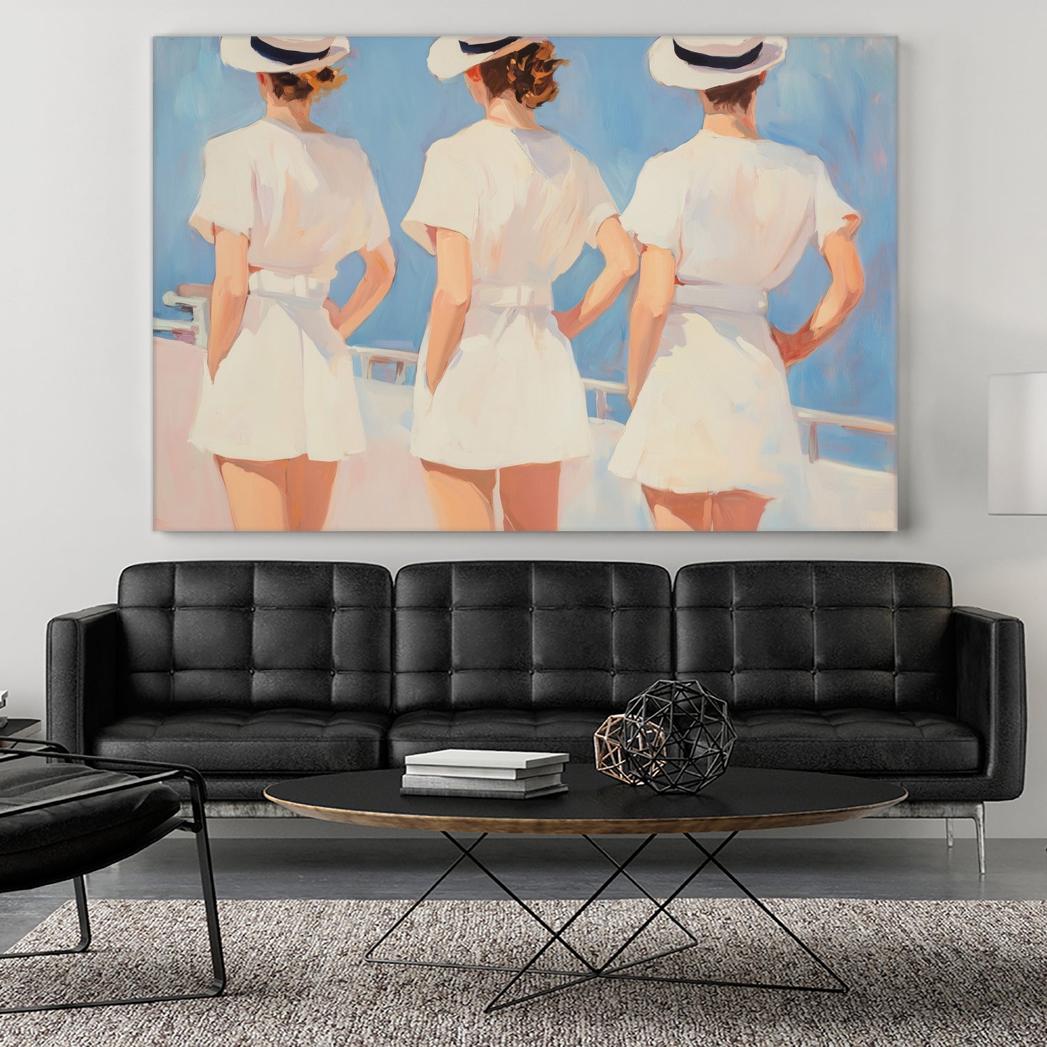 Retro Three Sailors by Melloi Art Prints on GIANT ART - woman paintings woman