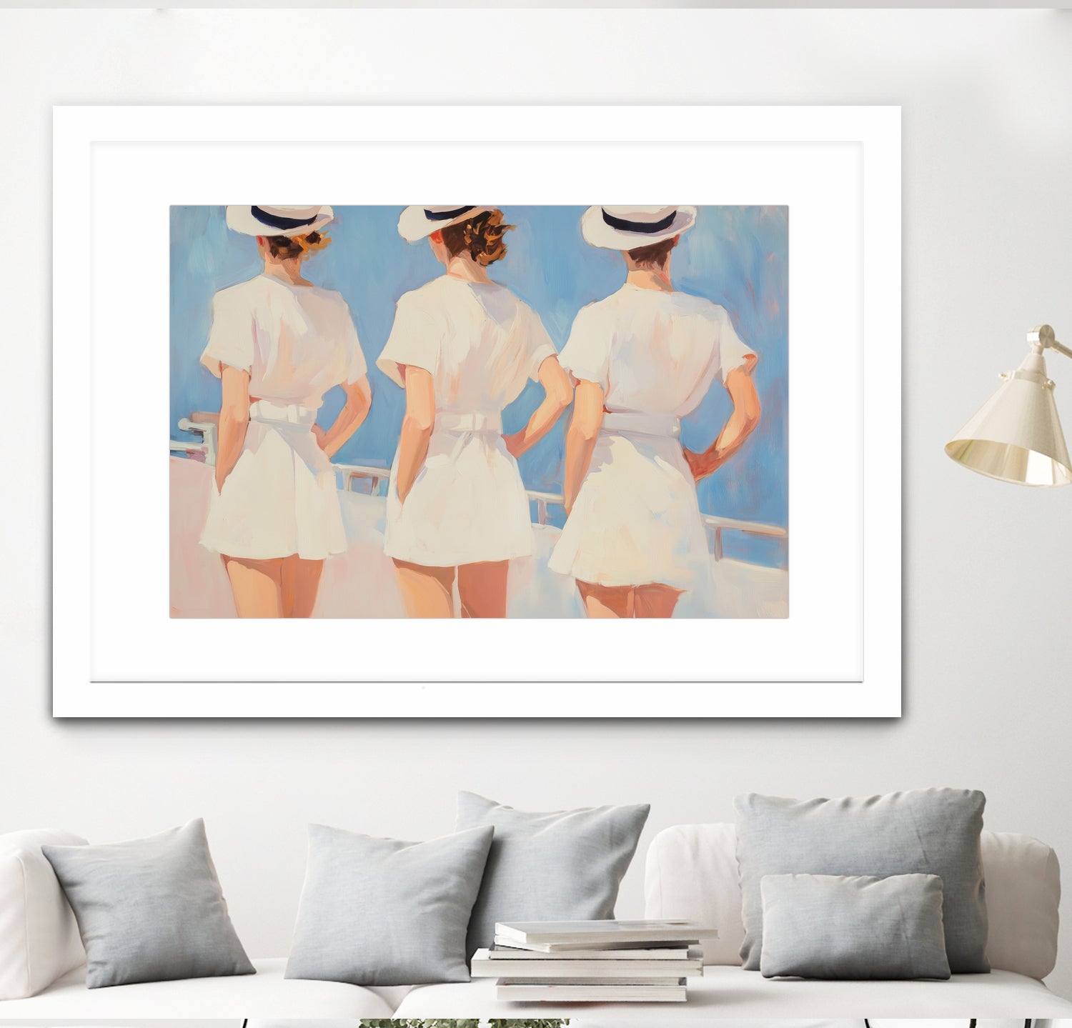 Retro Three Sailors by Melloi Art Prints on GIANT ART - woman paintings woman